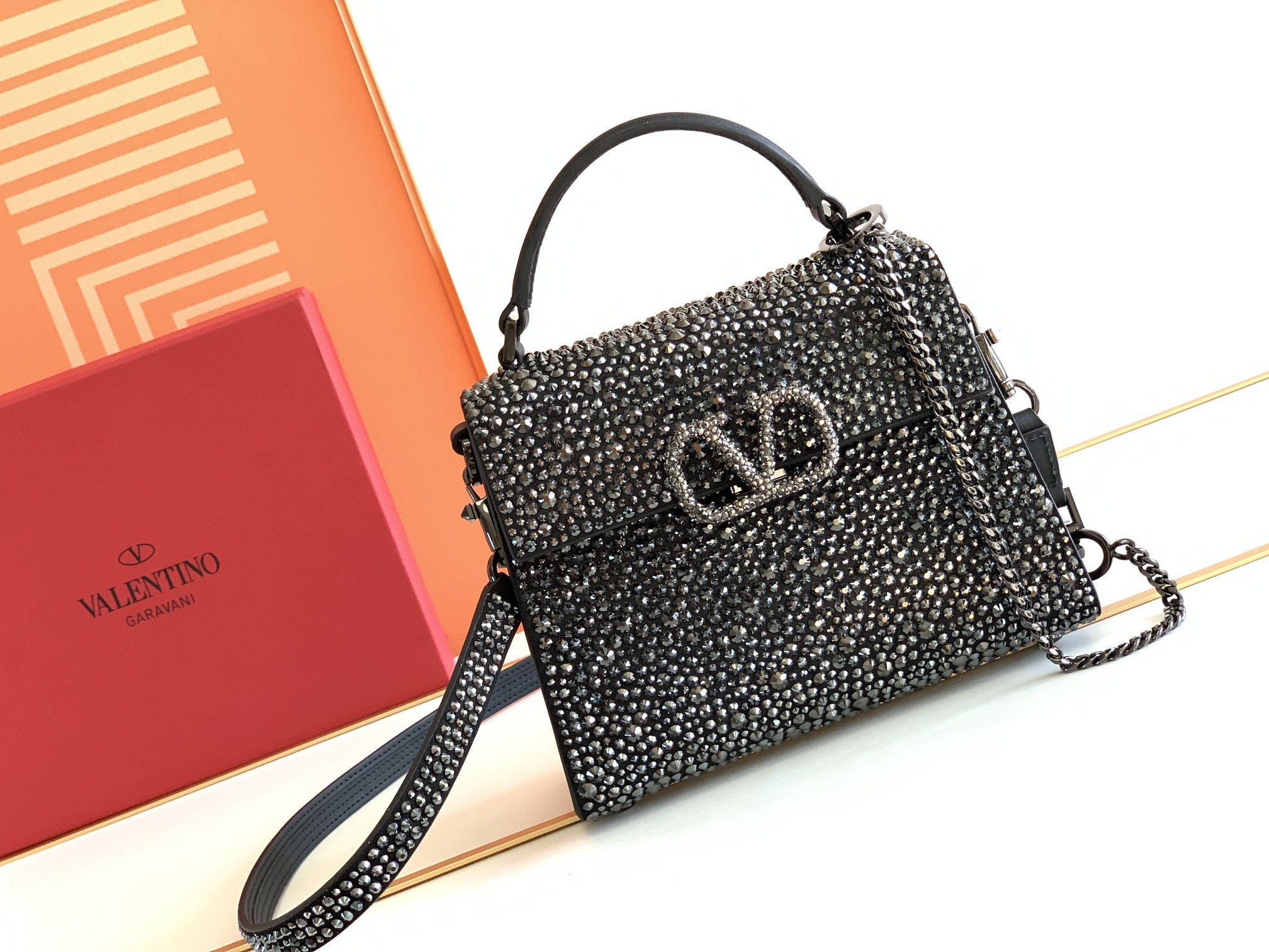 Bagsaaa Va1e*ntin0 Garavani VSLING mini handbag with sparkling embroidery - 19cm