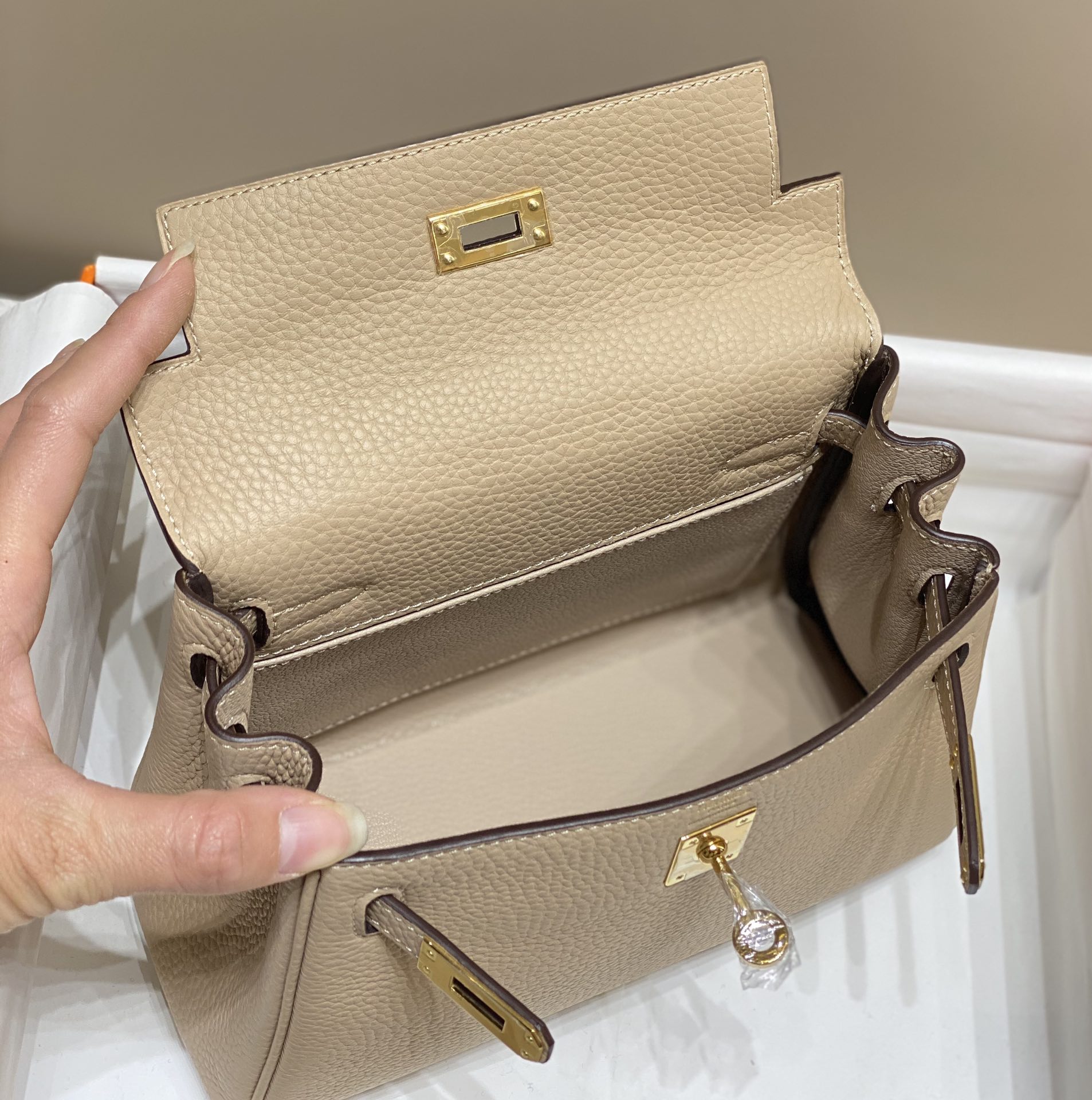 Bagsaaa H**me5 Mini Kelly bag light beige - 20cm