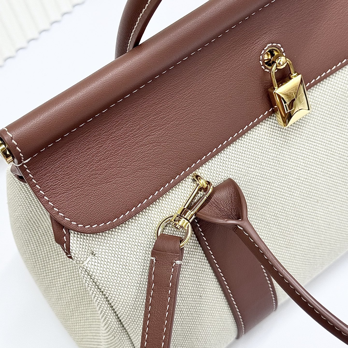 Bagsaaa L0r0 P1ana Loom L32 tote bag linen canvas & brown - 25cm
