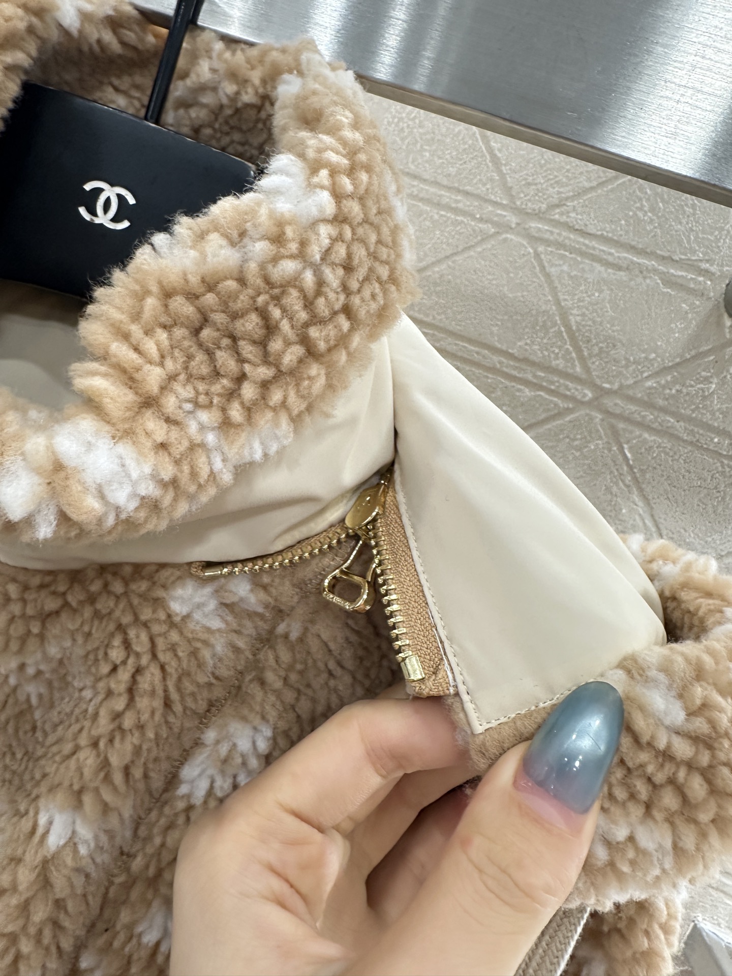 Bagsaaa LV Monogram Fleece Hooded Jacket Light Brown