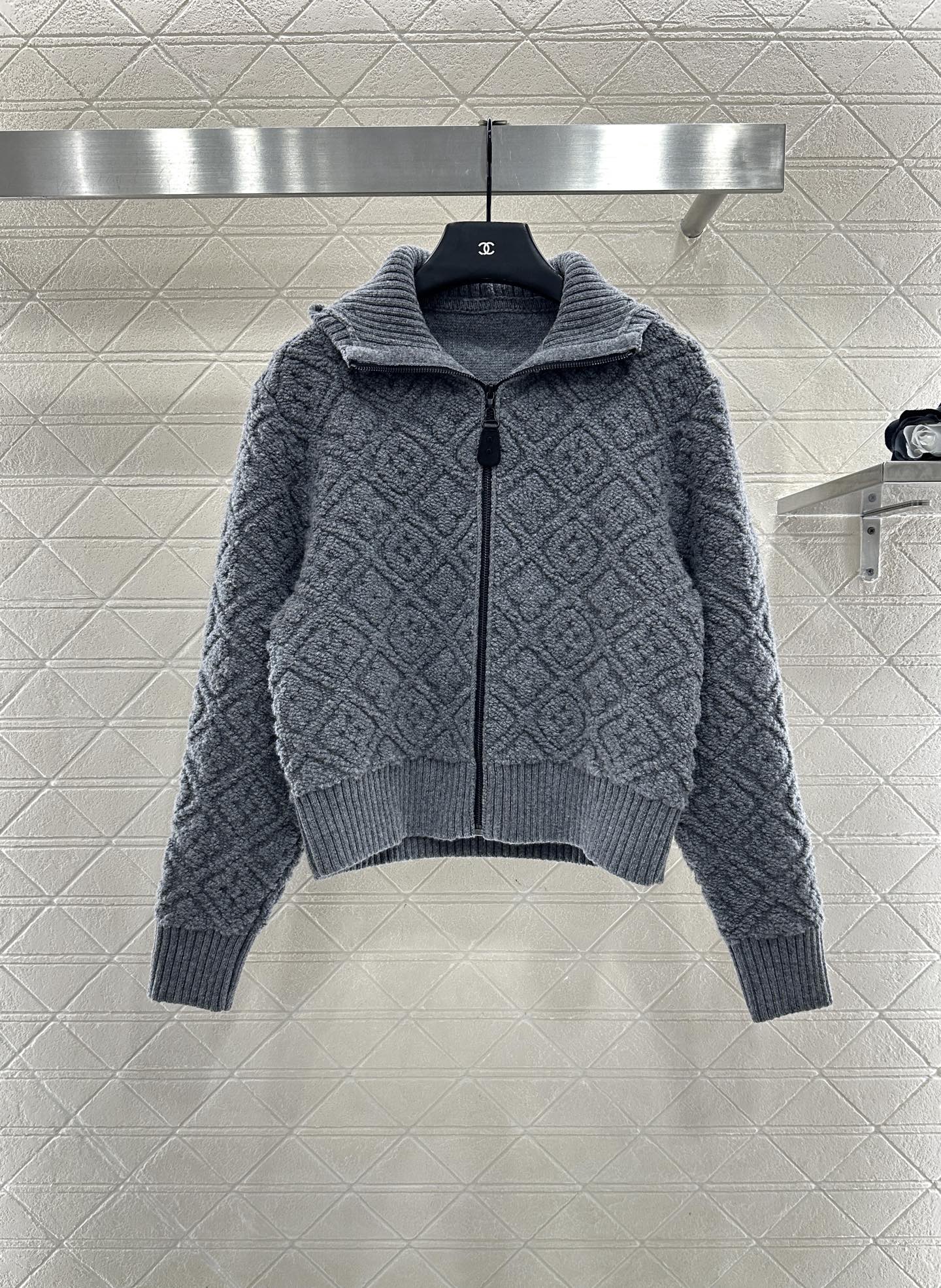 Bagsaaa L0vis Vvtt0n Monogram Toweling Zip-Up Hoodie in gray