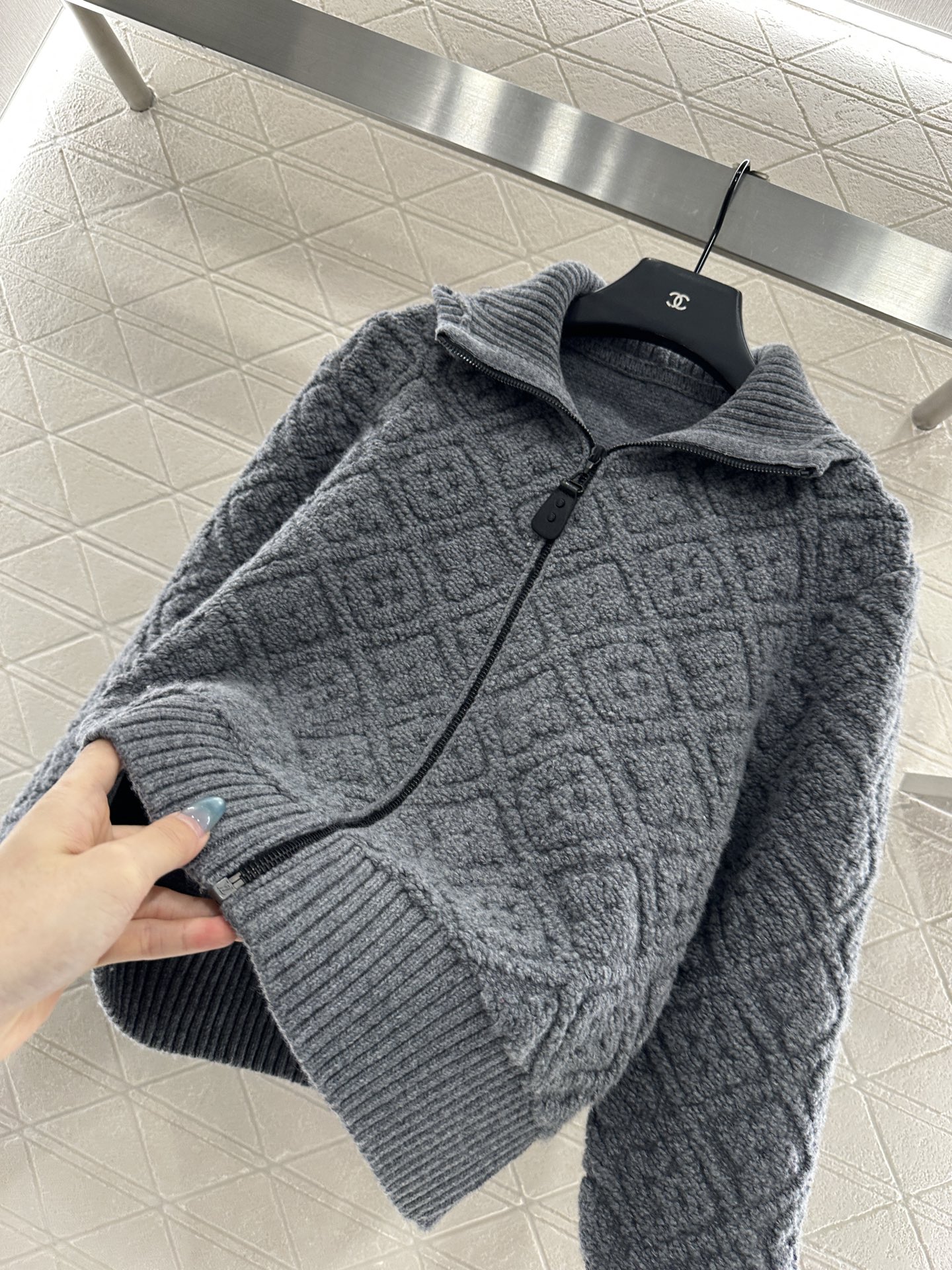 Bagsaaa L0vis Vvtt0n Monogram Toweling Zip-Up Hoodie in gray
