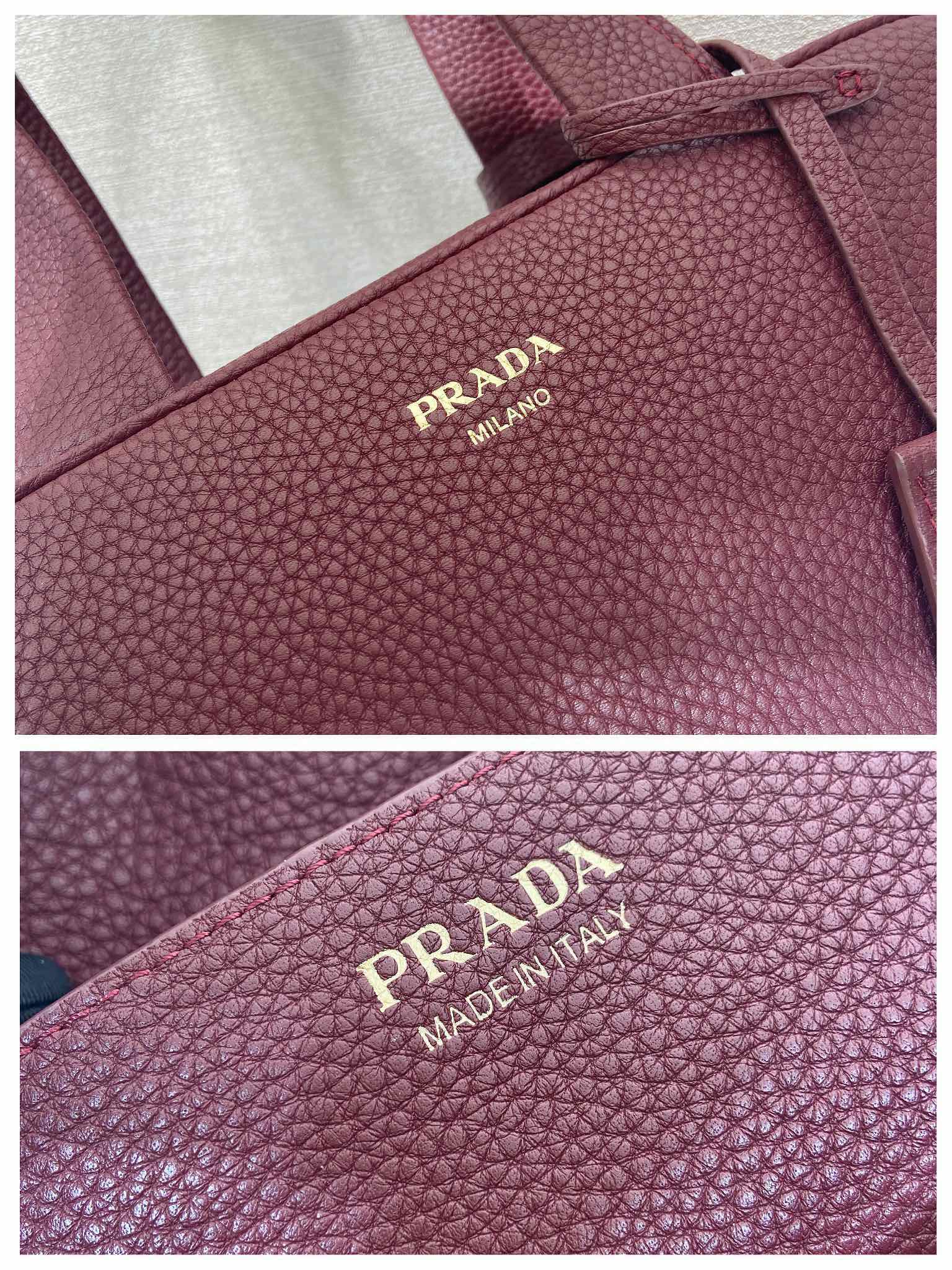Bagsaaa Pra*a Medium leather top-handle bag 1BB149 dark red - 28cm