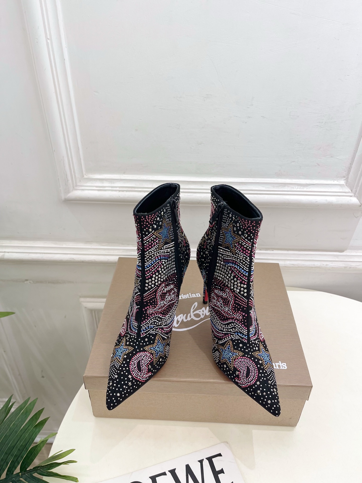Bagsaaa Chr1st1an Louboutin So Kate Starlight Red Sole Booties multicolored strass