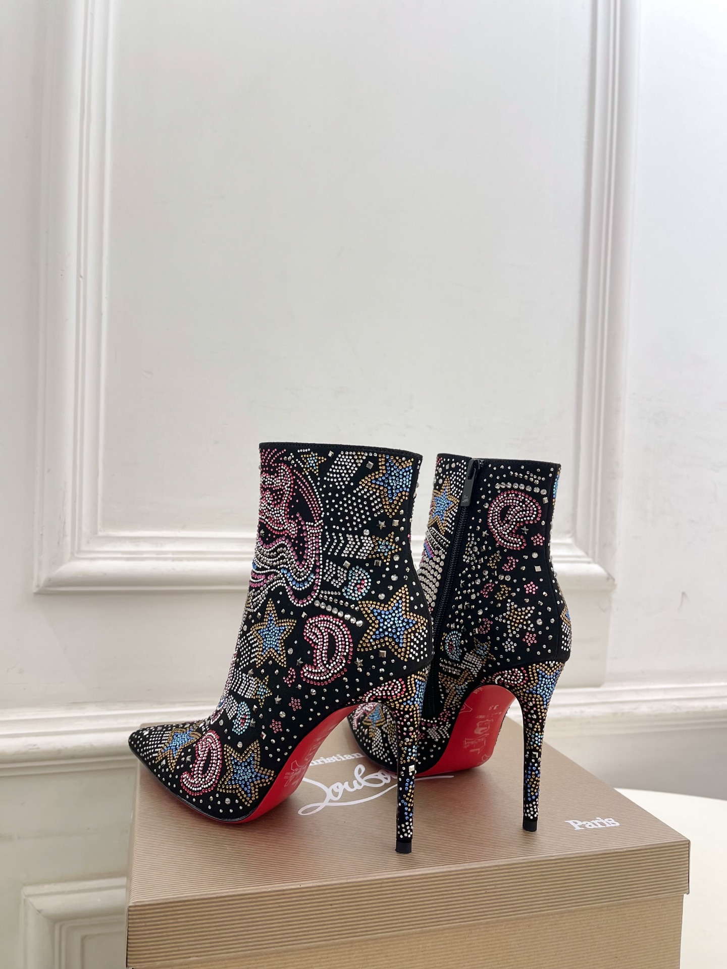Bagsaaa Chr1st1an Louboutin So Kate Starlight Red Sole Booties multicolored strass