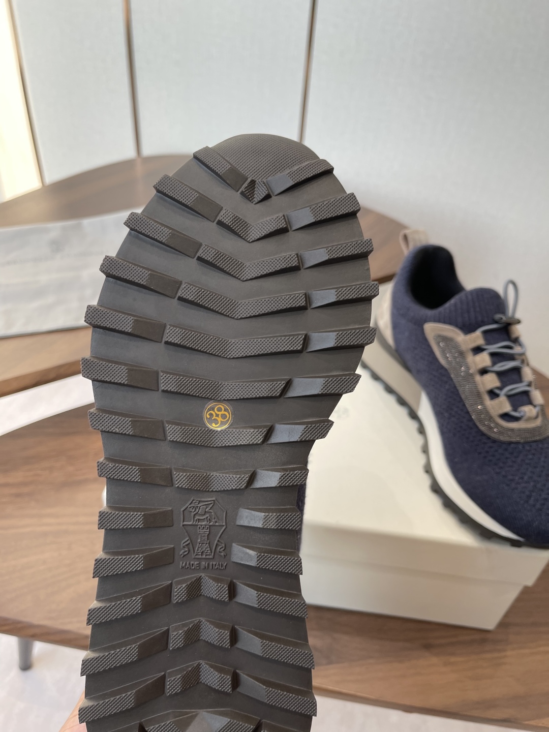 Bagsaaa Brunello Cucinelli Monili-detail runners navy blue