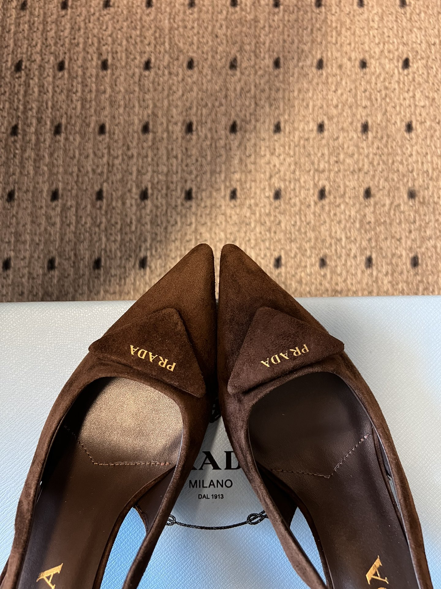 Bagsaaa Pra*a Suede Slingback Pumps dark brown