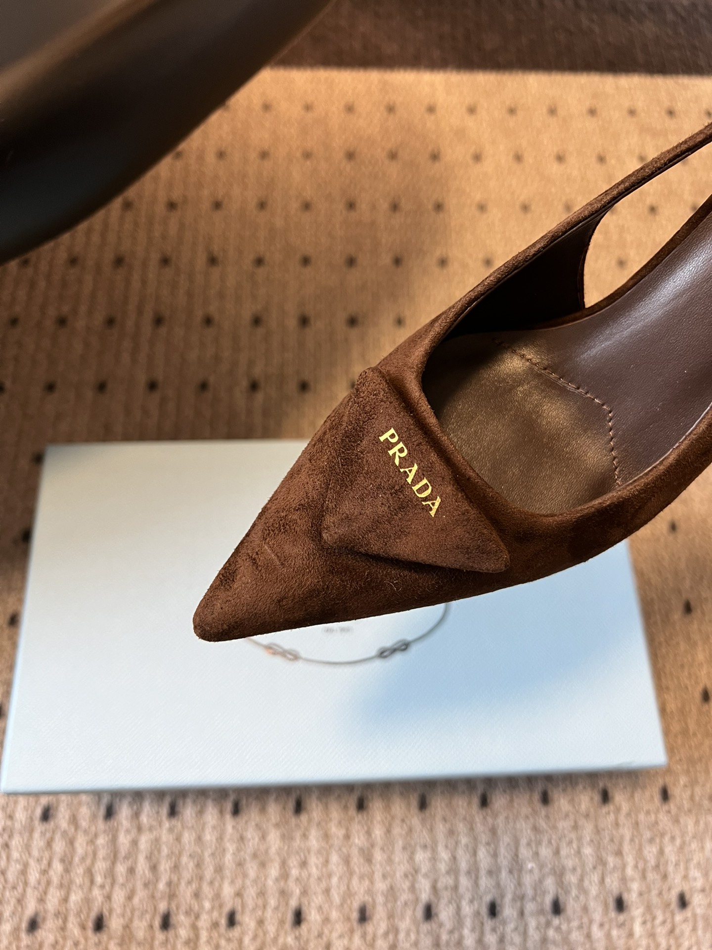 Bagsaaa Pra*a Suede Slingback Pumps dark brown