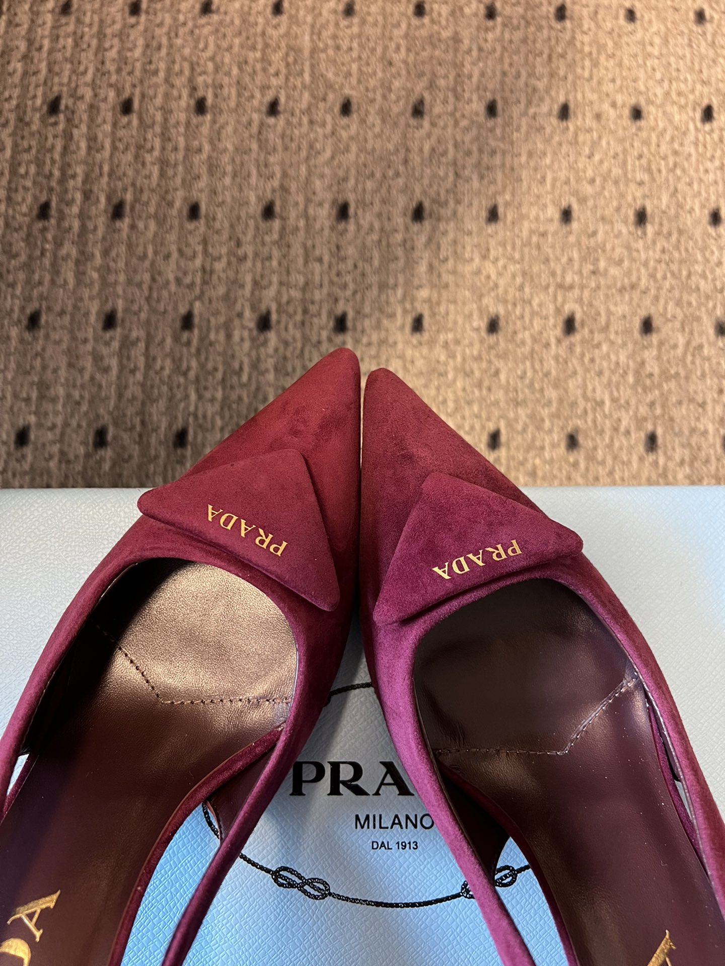 Bagsaaa Pra*a Suede Slingback Pumps dark red