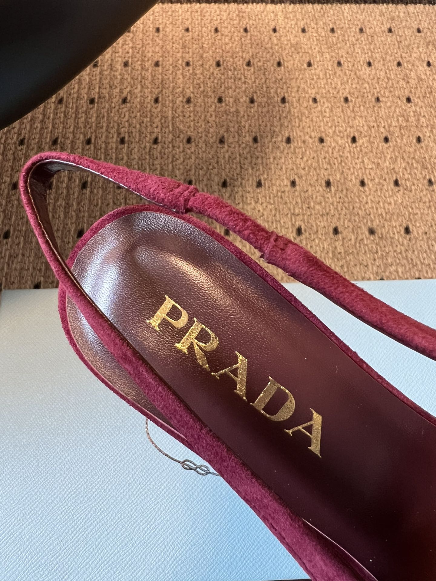 Bagsaaa Pra*a Suede Slingback Pumps dark red