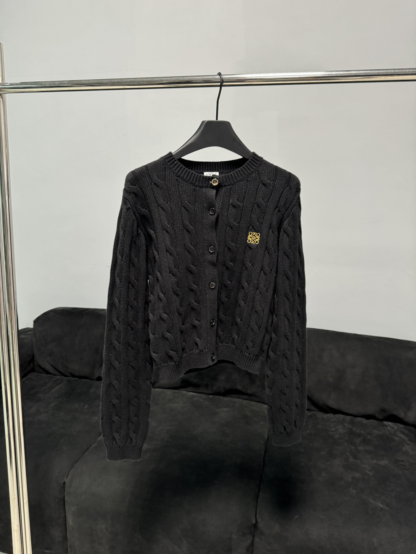 Bagsaaa L0ew* Anagram cable-knit cotton cardigan black