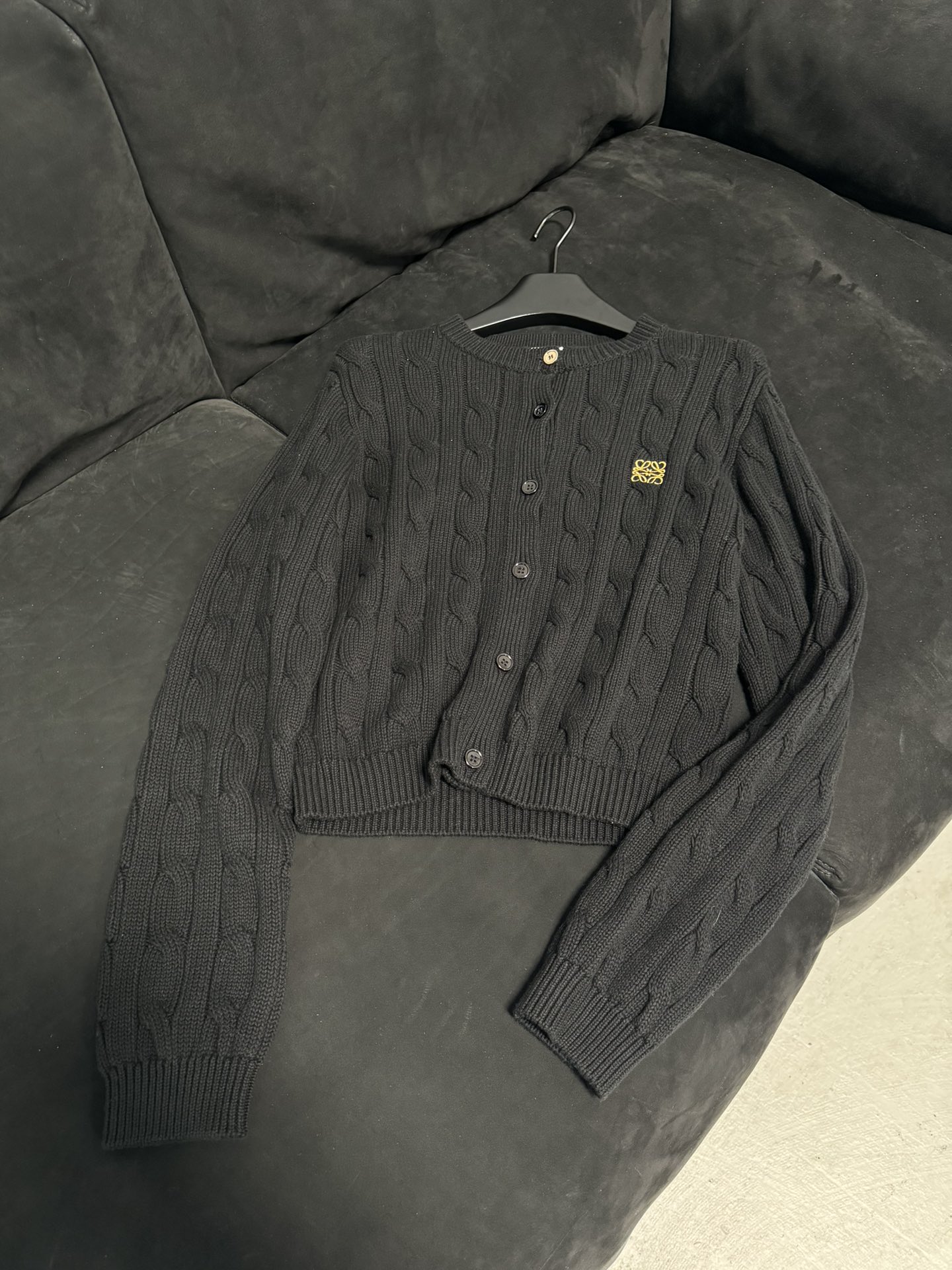 Bagsaaa L0ew* Anagram cable-knit cotton cardigan black