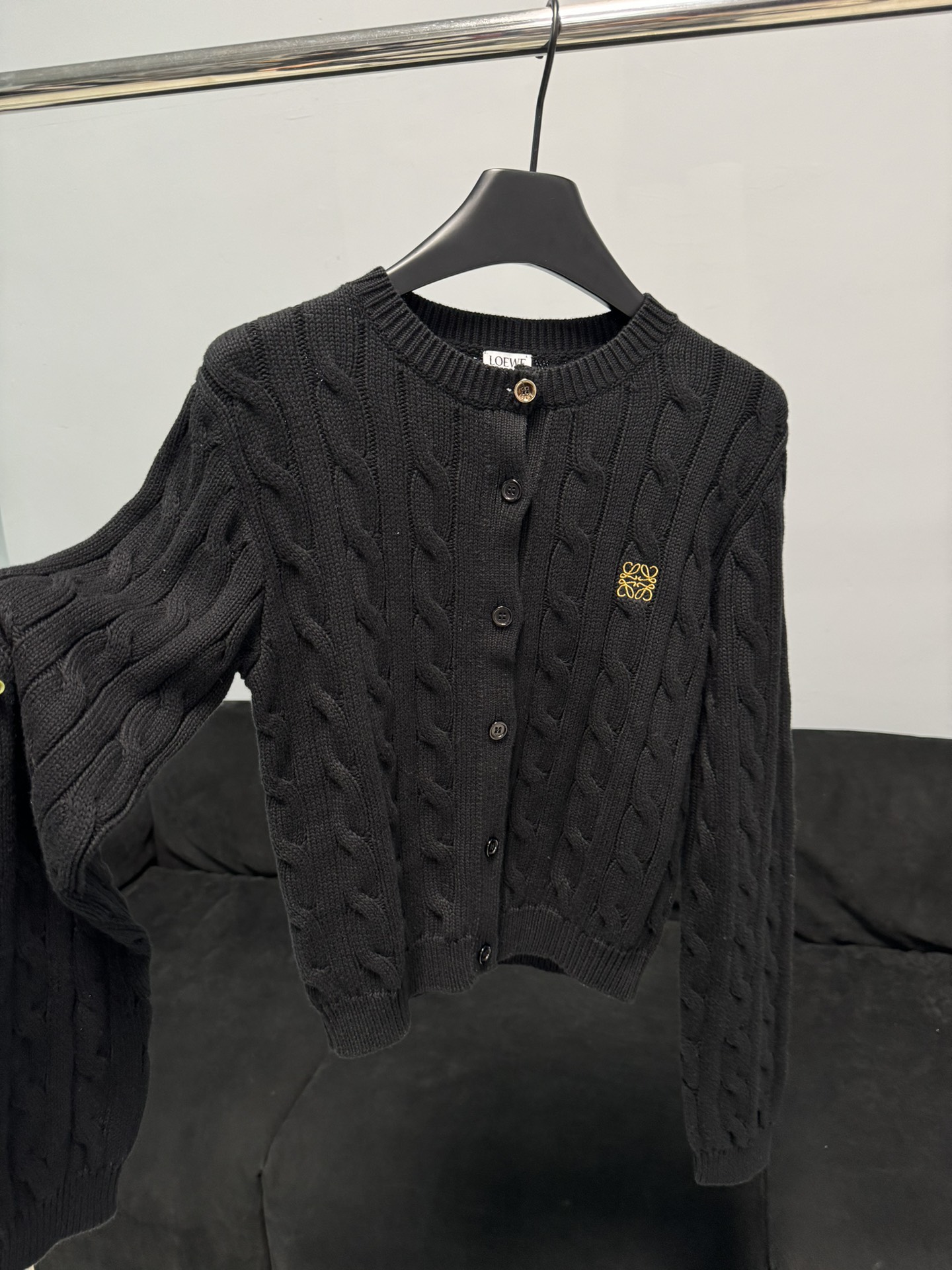 Bagsaaa L0ew* Anagram cable-knit cotton cardigan black