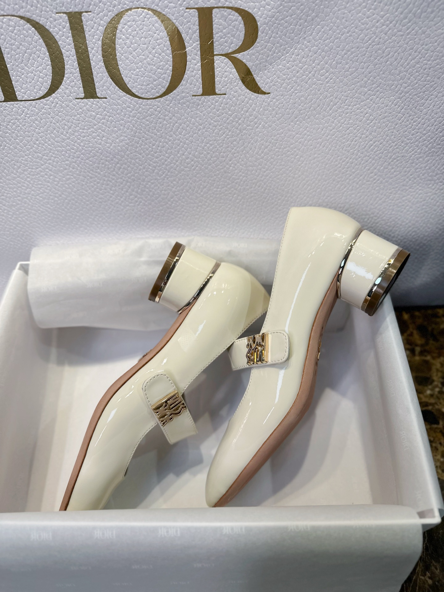 Bagsaaa Miss D10r Pump White Patent Calfskin
