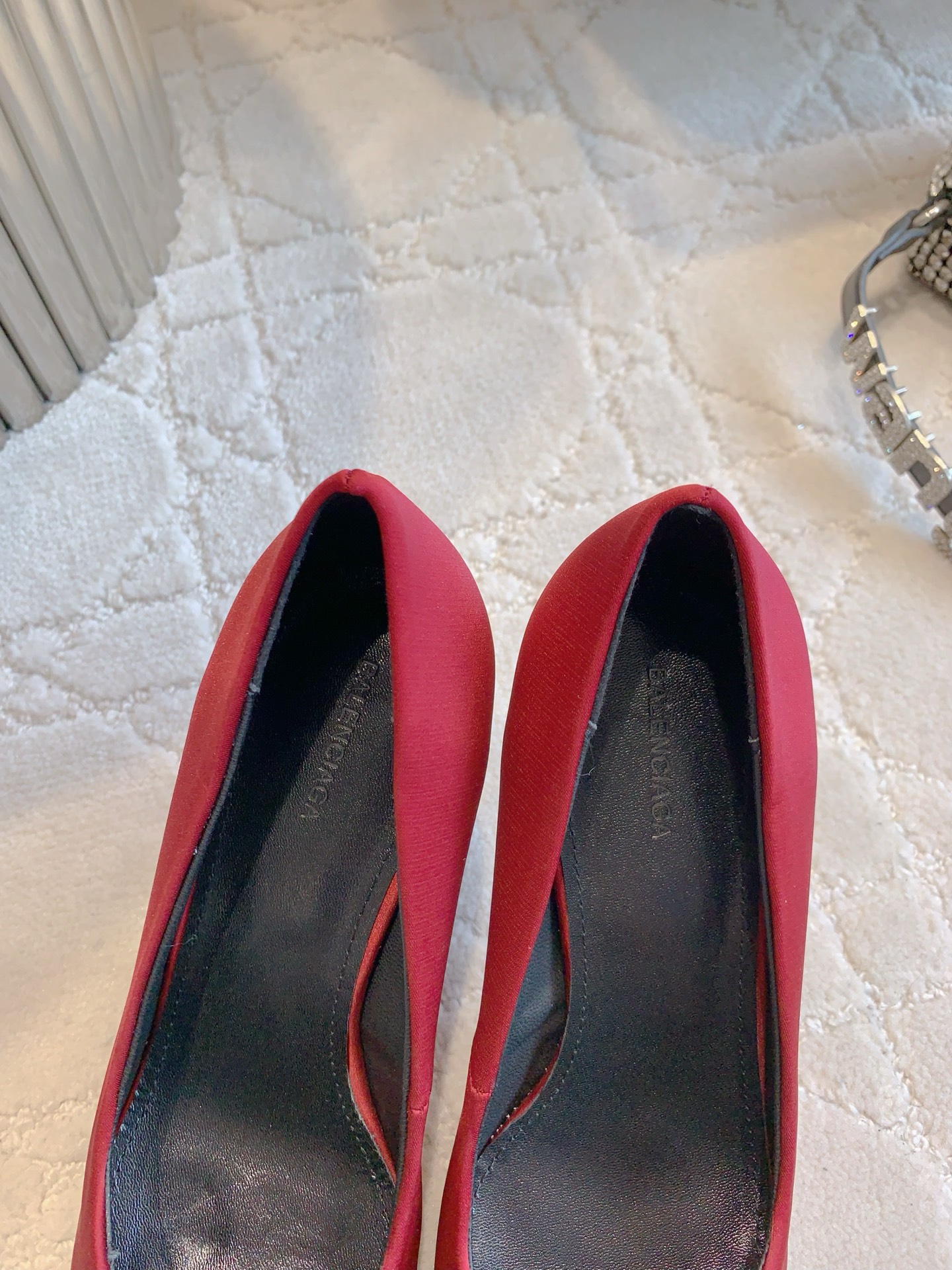 Bagsaaa Ba1en*iaga Avenue 90 satin pumps red - 7cm