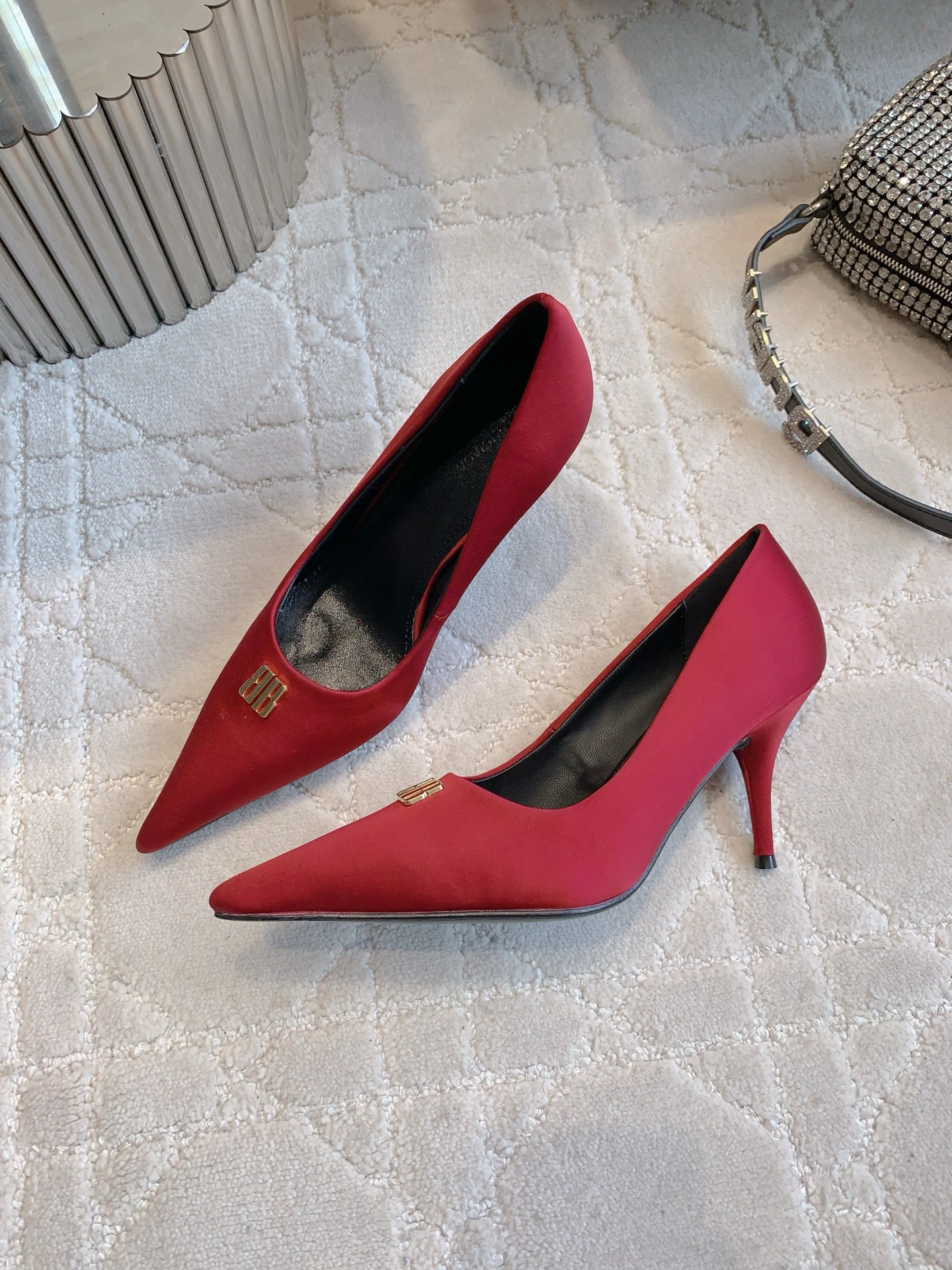 Bagsaaa Ba1en*iaga Avenue 90 satin pumps red - 7cm