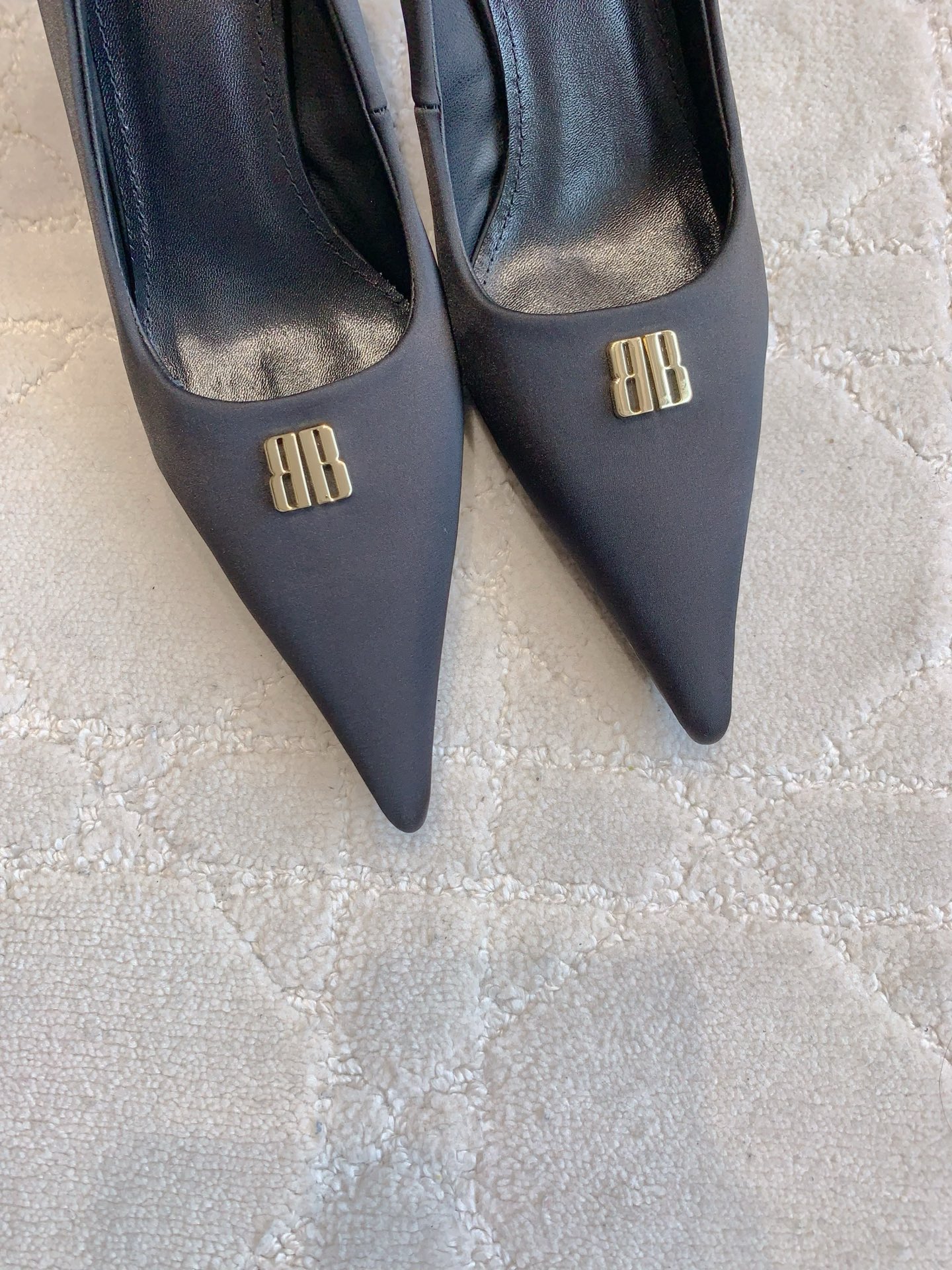 Bagsaaa Ba1en*iaga Avenue 90 satin pumps black - 7cm