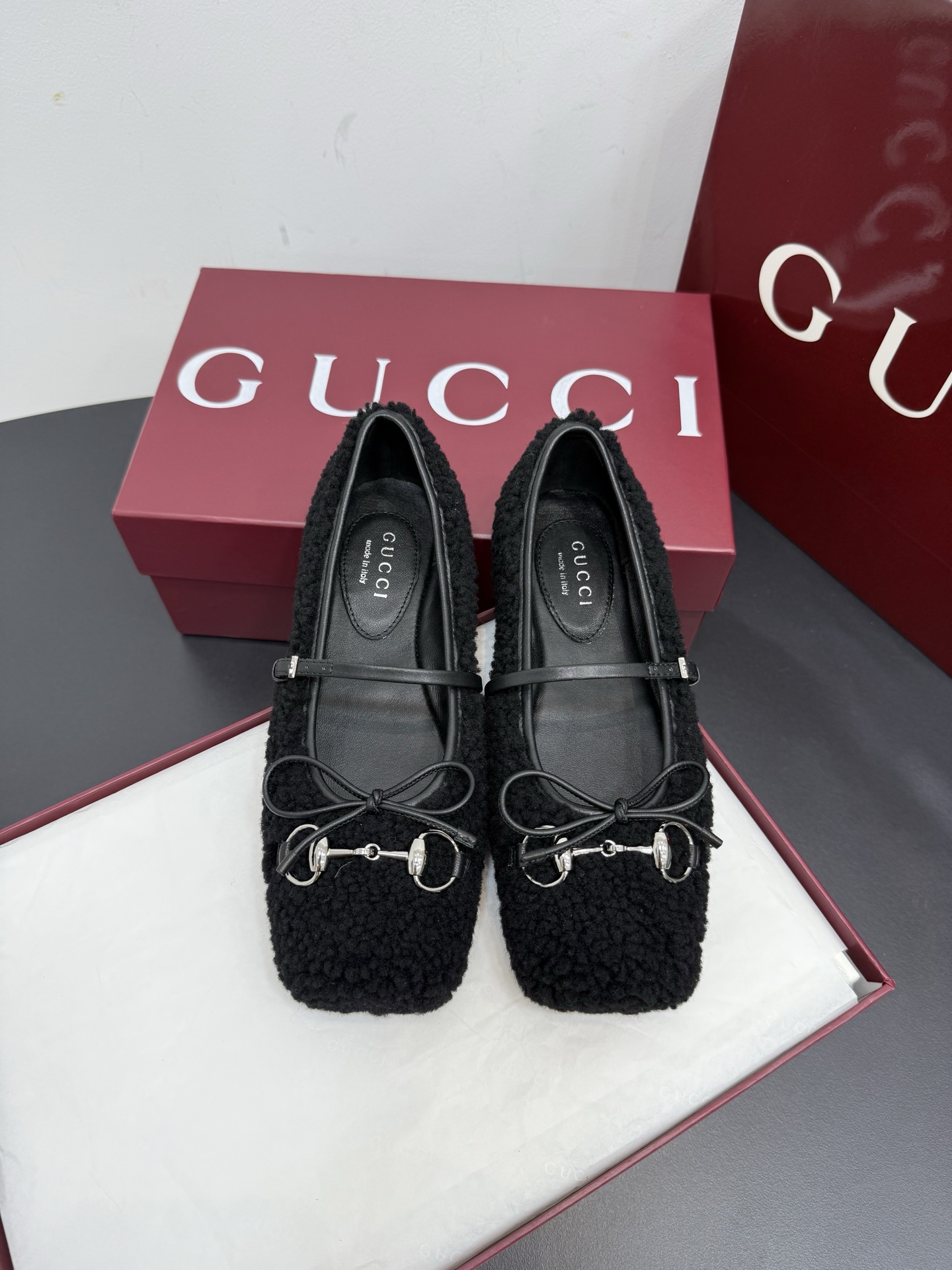 Bagsaaa Women's Gvc*1 Horsebit ballet flat black wool 839411