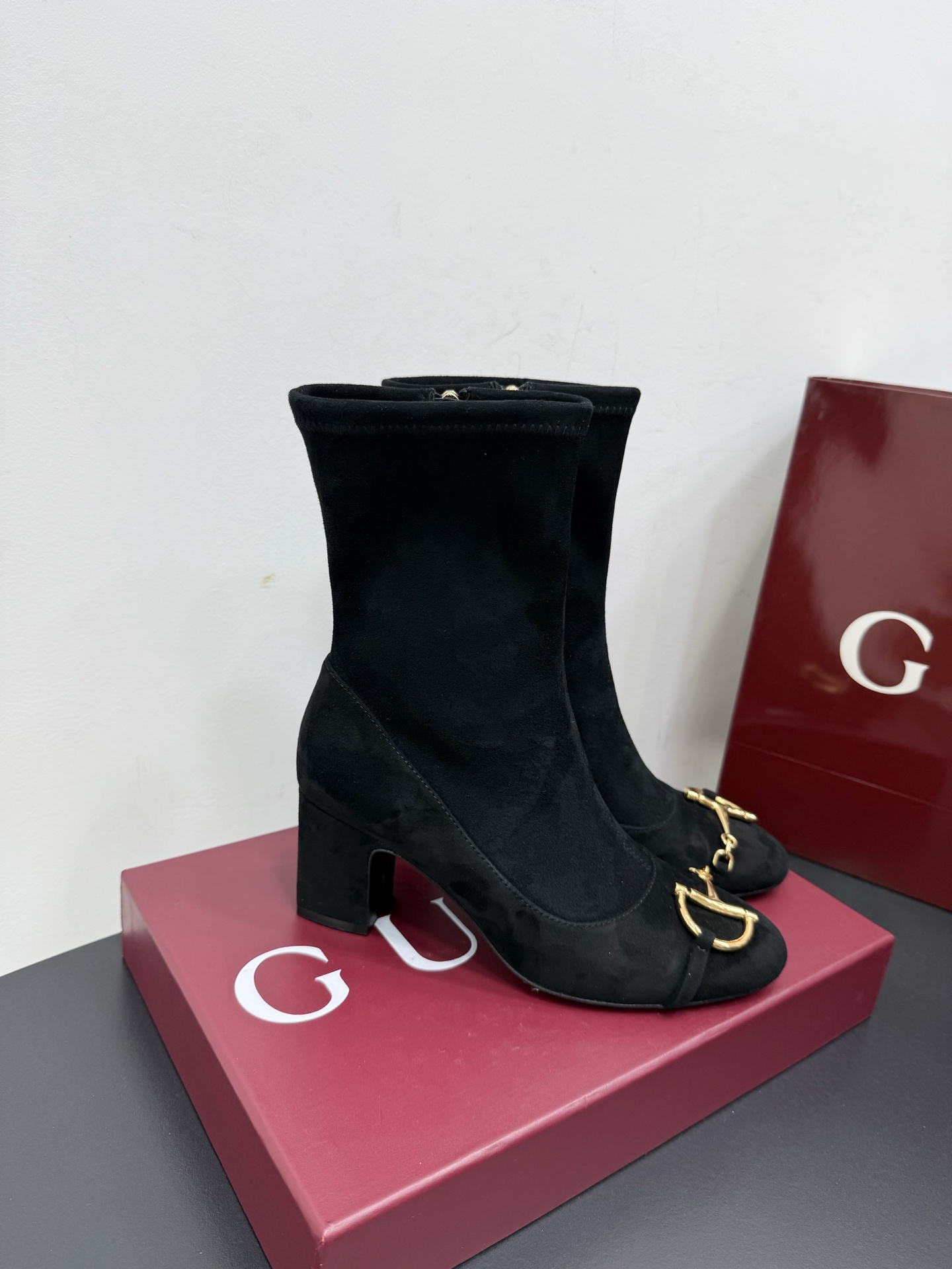 Bagsaaa Gvc*1 Women's ankle boot with half Horsebit 849549 black suede