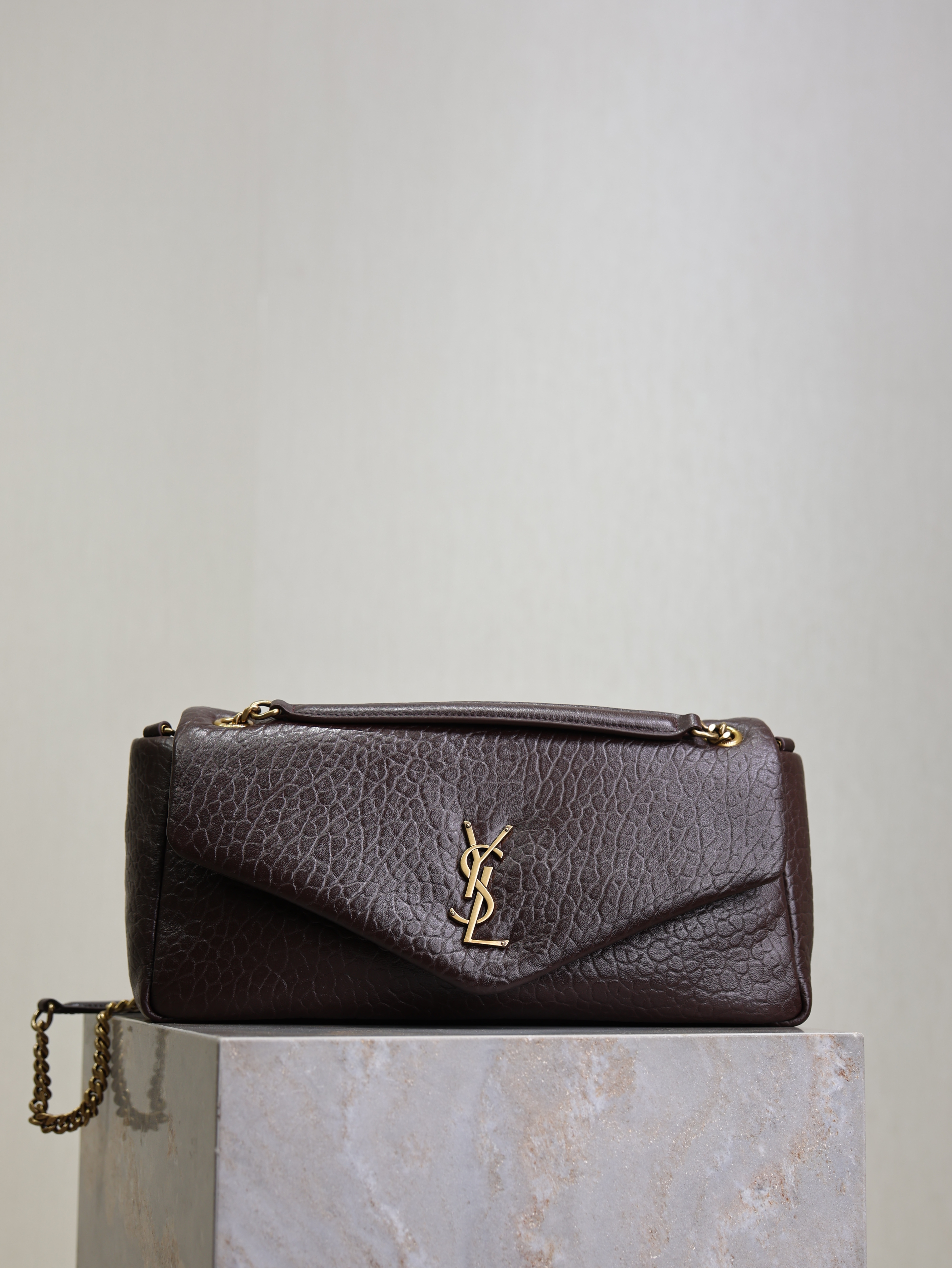 Bagsaaa Y51 Calypso Medium In Grained Lambskin 800916 Dark Brown - 30cm