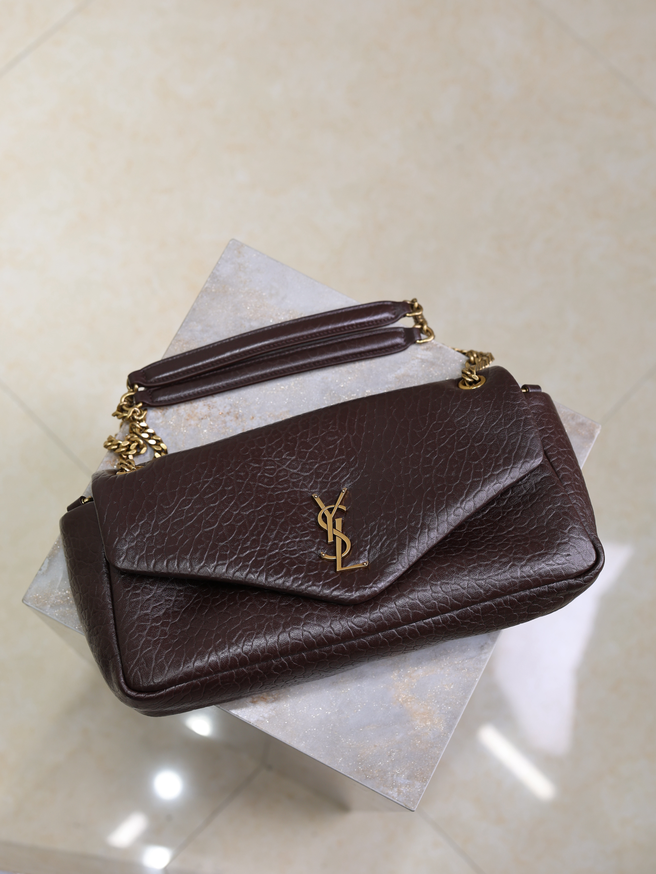 Bagsaaa Y51 Calypso Medium In Grained Lambskin 800916 Dark Brown - 30cm