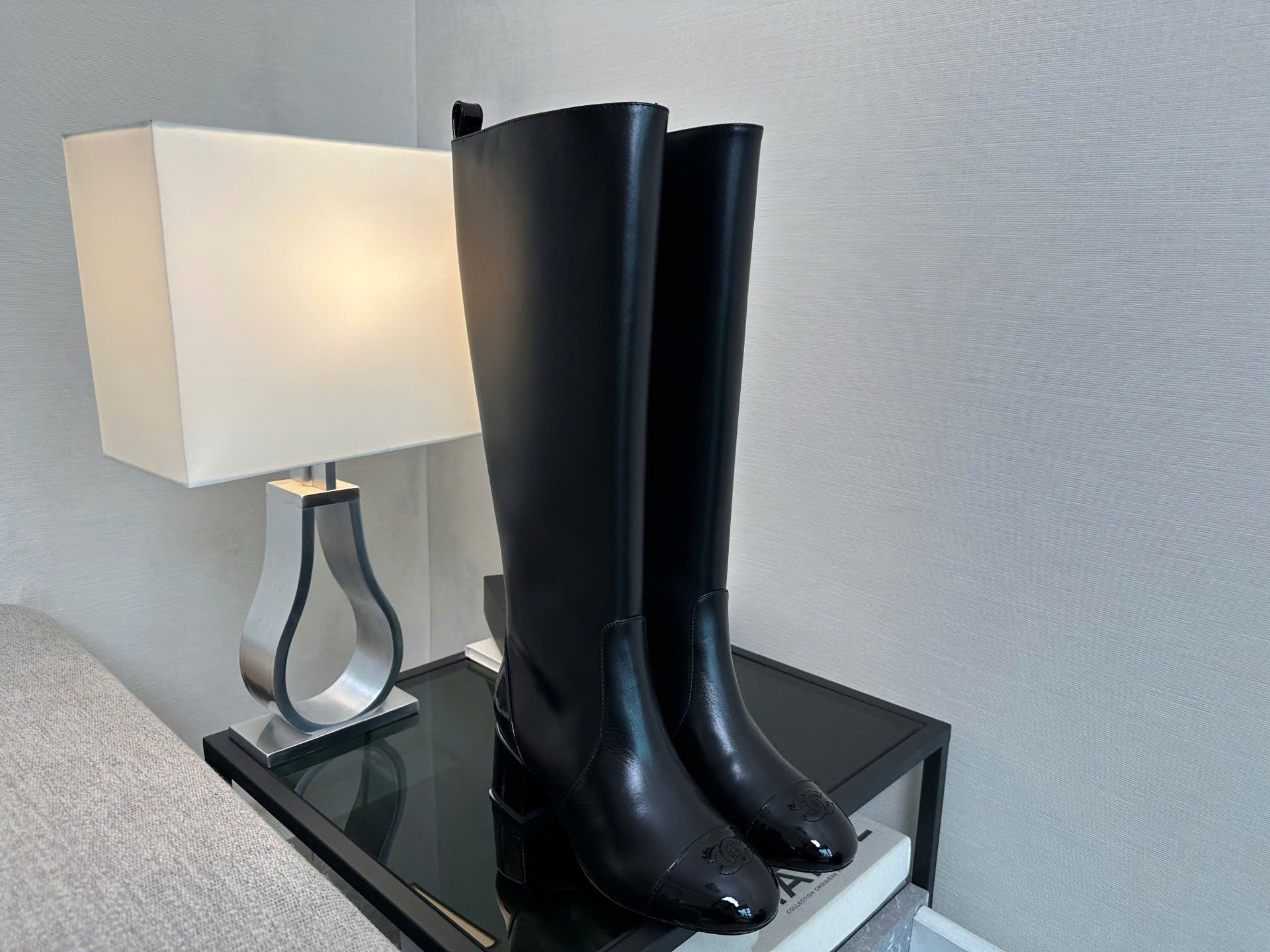 Bagsaaa Ch**el High Boots Black & Patent G46789