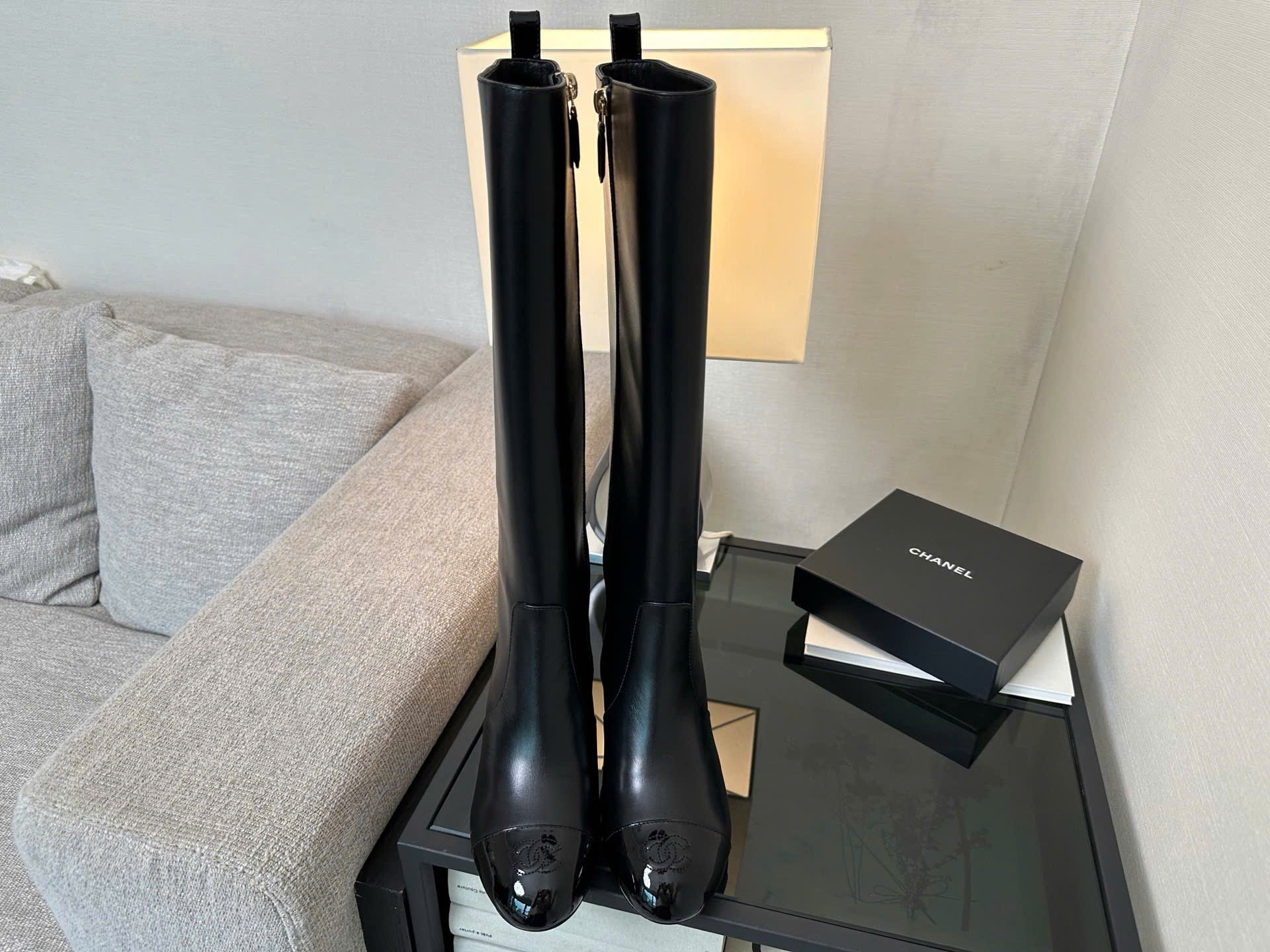 Bagsaaa Ch**el High Boots Black & Patent G46789