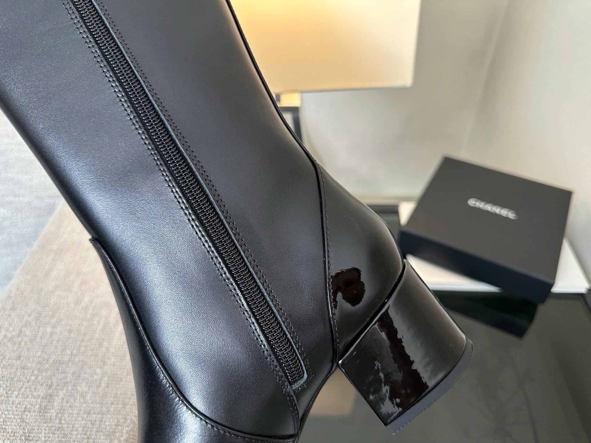Bagsaaa Ch**el High Boots Black & Patent G46789