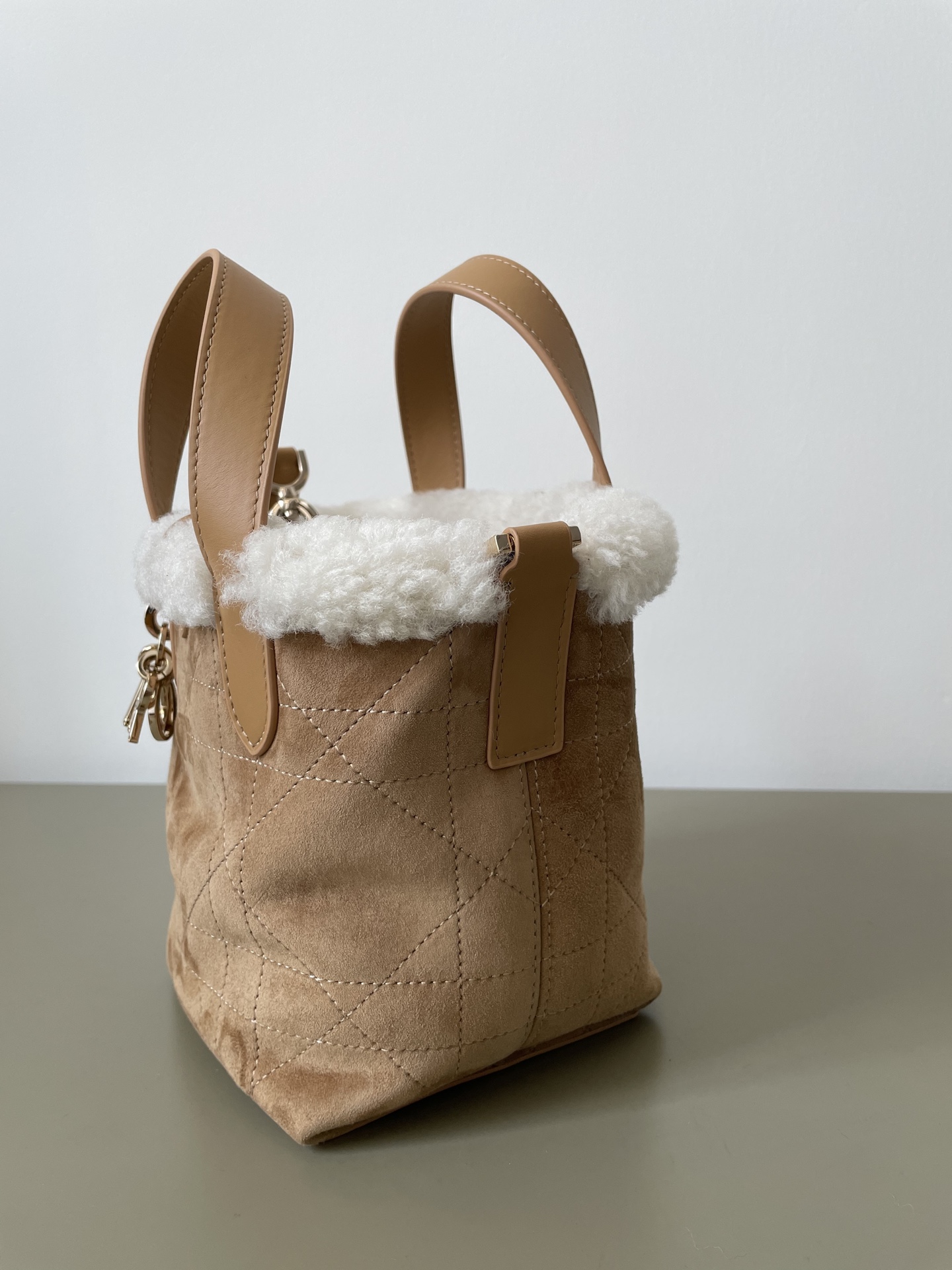 Bagsaaa D10rAlps D10r Toujours Vertical Nano Tote Bag Beige Suede - 15cm