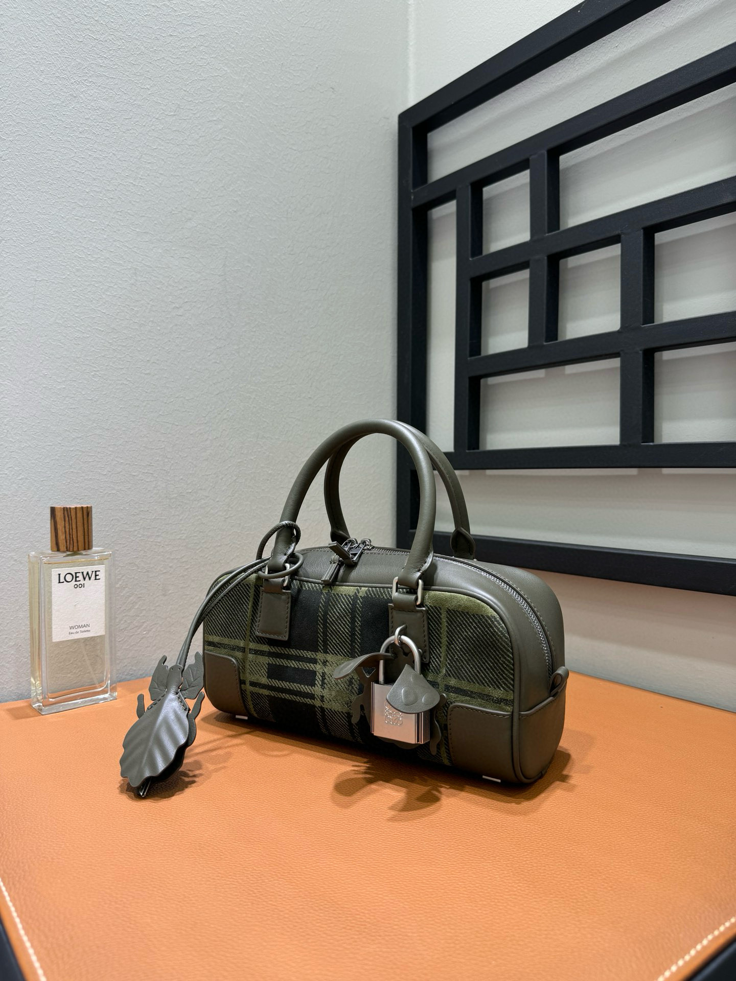 Bagsaaa Amazona 23 Cropped Bag in Tartan Suede and Napa Calfskin green - 23cm