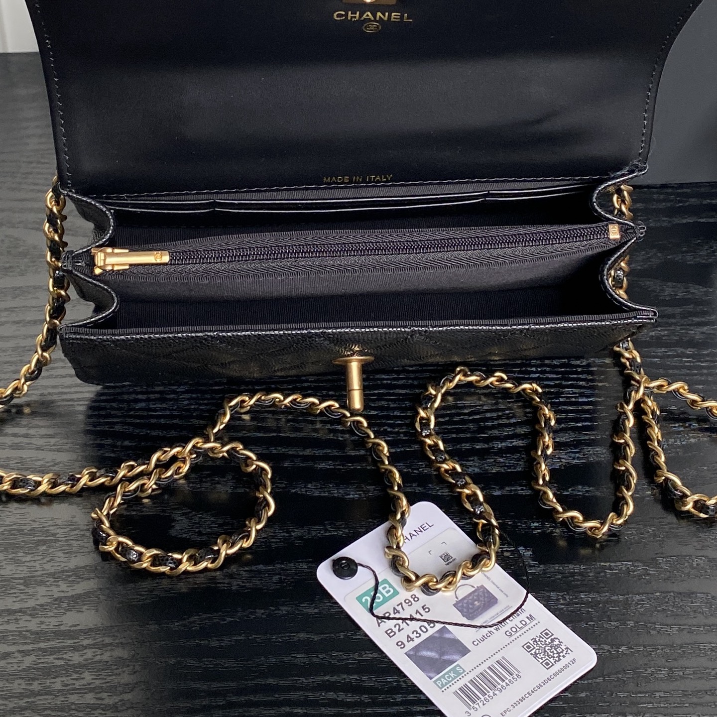 Bagsaaa Ch**el Clutch with chain AP4798 Black - 18.5cm