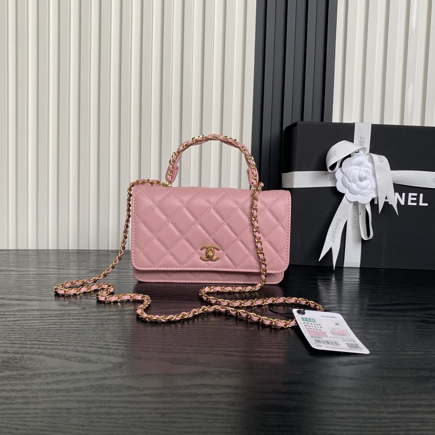 Bagsaaa Ch**el Wallet On Chain AP4785 Pink - 19.2cm
