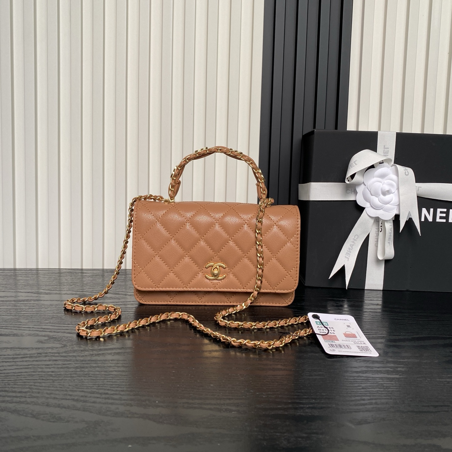Bagsaaa Ch**el Wallet On Chain AP4785 Brown - 19.2cm