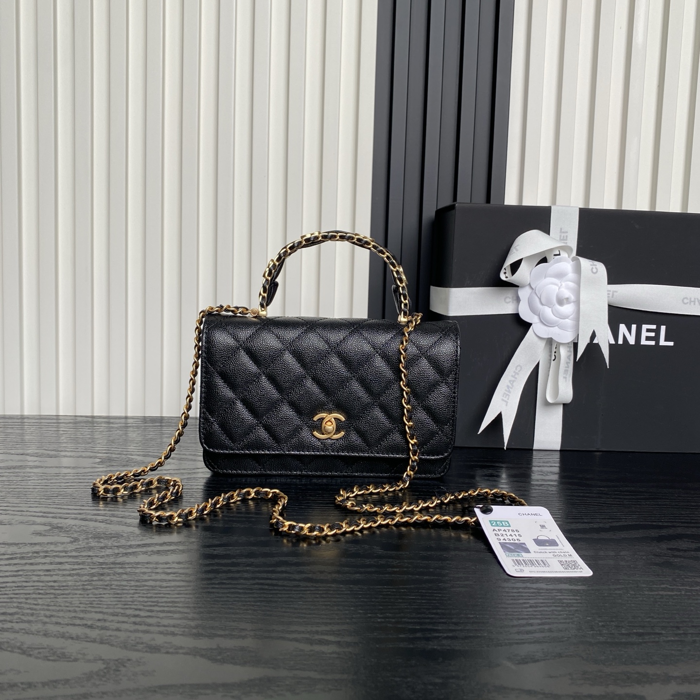 Bagsaaa Ch**el Wallet On Chain AP4785 Black - 19.2cm