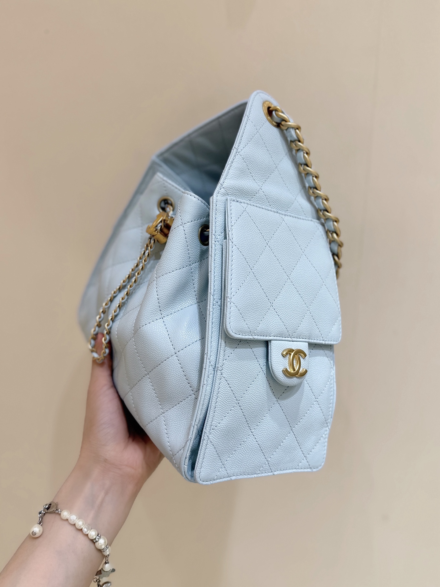 Bagsaaa Ch**el 25 Small Handbag AS5293 light blue - 30cm