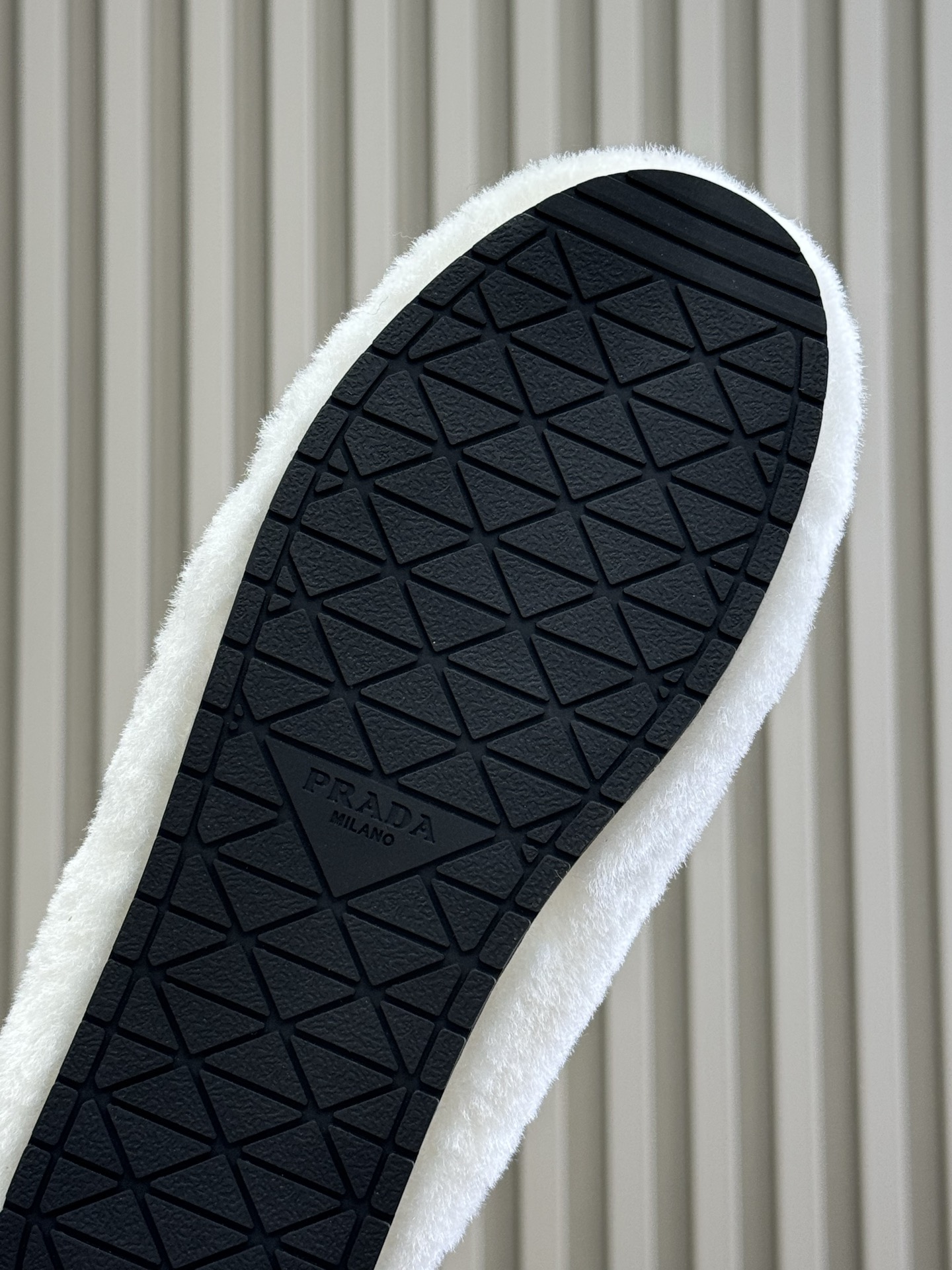 Bagsaaa Pra*a Suede and Shearling Slippers white