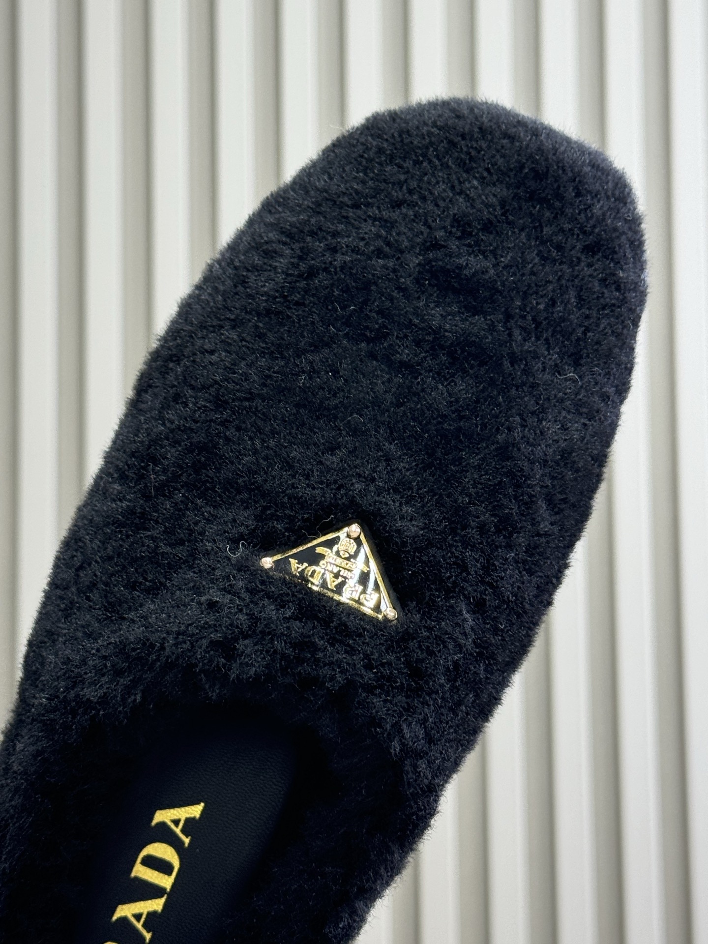 Bagsaaa Pra*a Suede and Shearling Slippers black