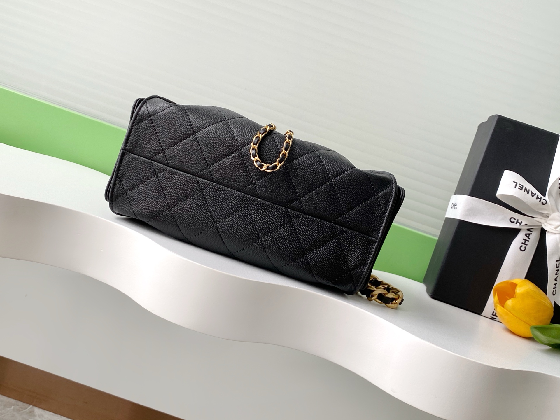 Bagsaaa Ch**el 25 Mini Handbag AS5631 Black Caviar - 22cm
