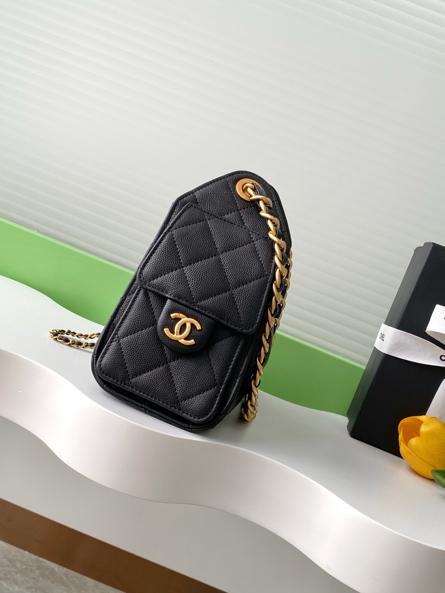 Bagsaaa Ch**el 25 Mini Handbag AS5631 Black Caviar - 22cm