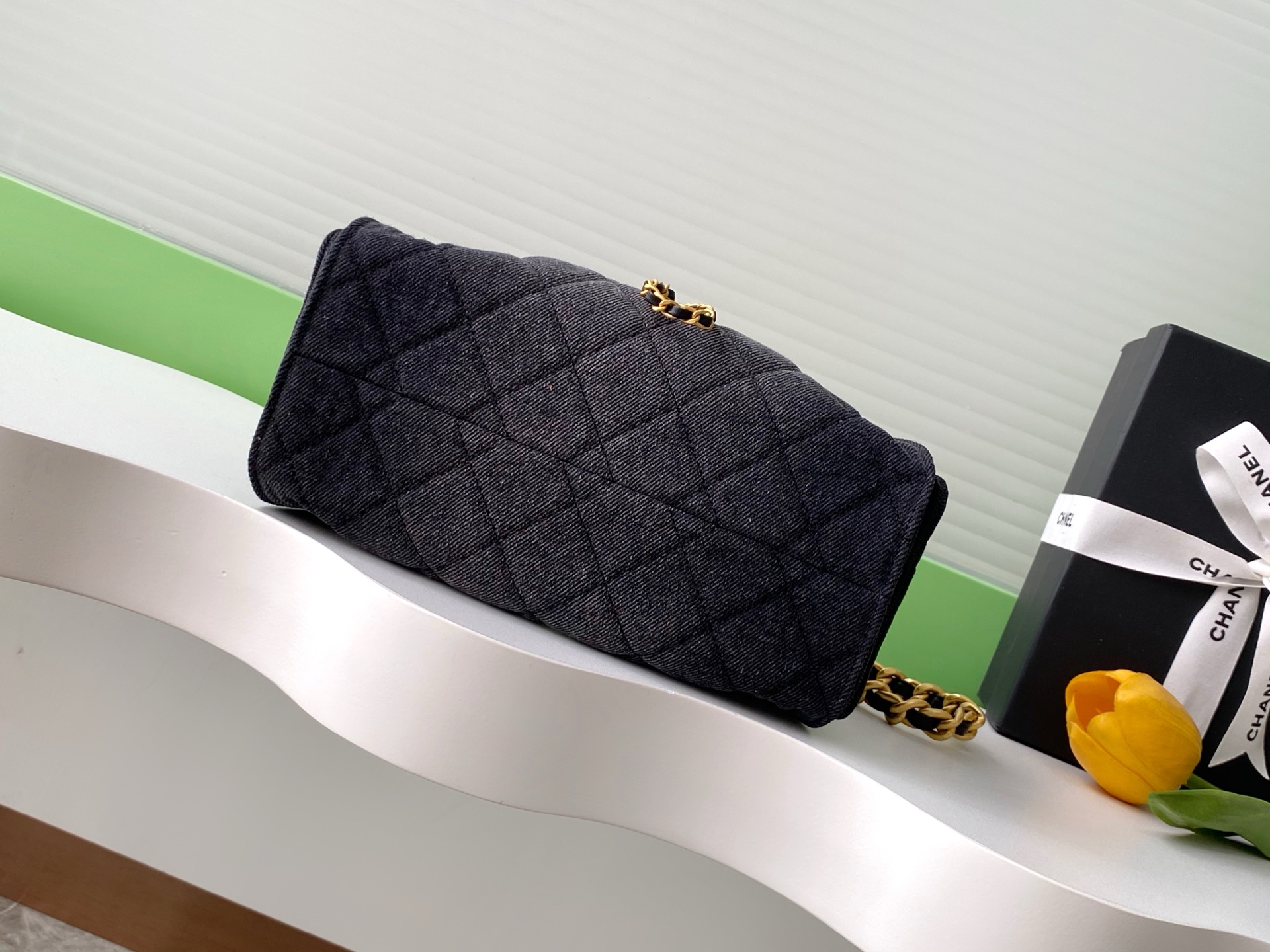 Bagsaaa Ch**el 25 Mini Handbag AS5631 Black Denim - 22cm