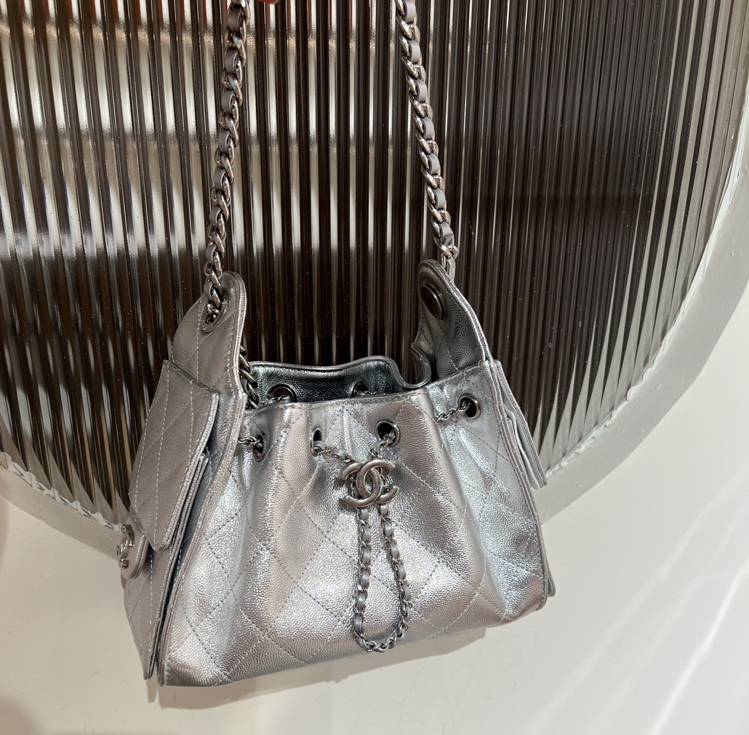 Bagsaaa Ch**el 25 Mini Handbag AS5631 Silver - 22cm