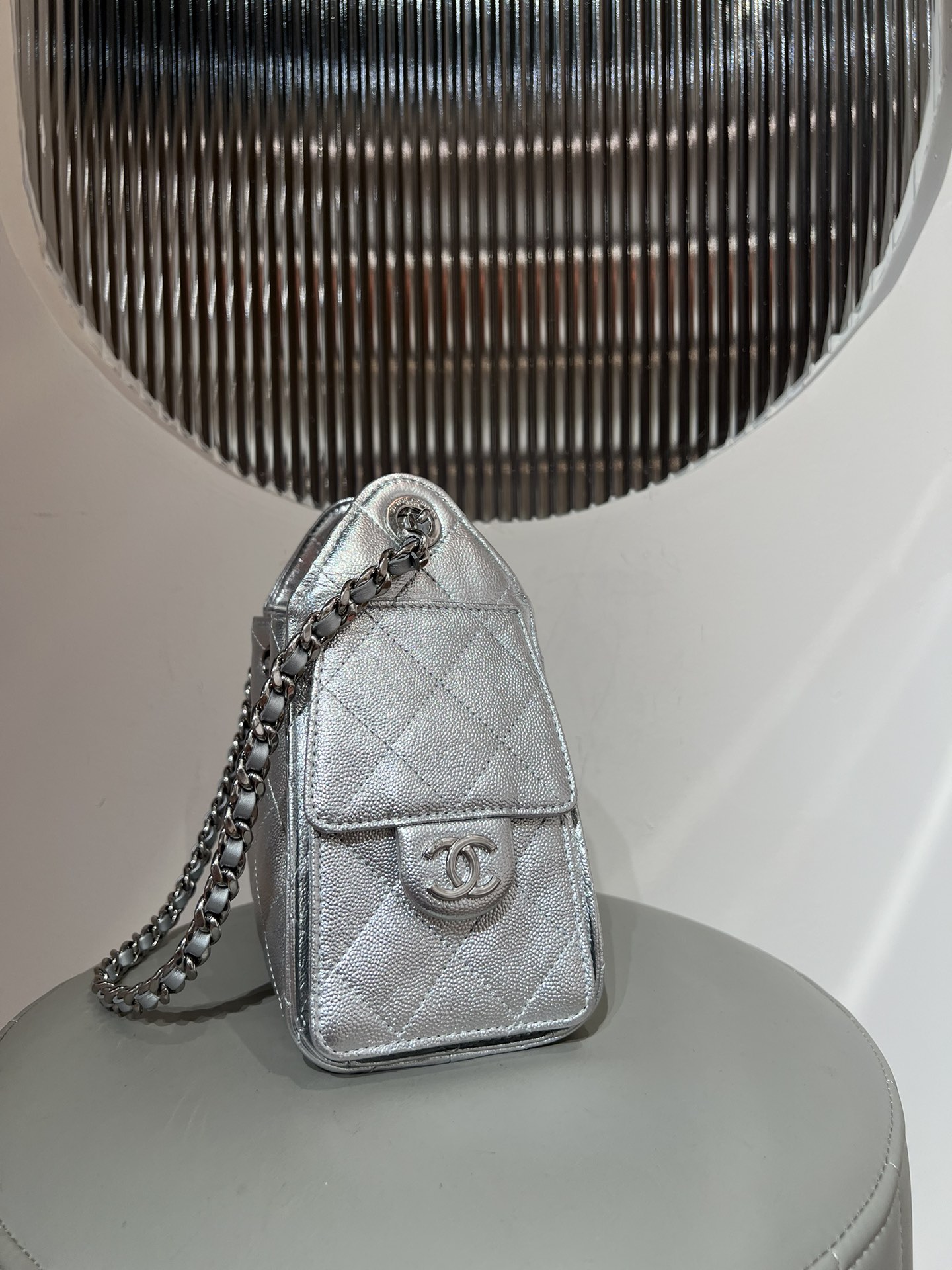 Bagsaaa Ch**el 25 Mini Handbag AS5631 Silver - 22cm