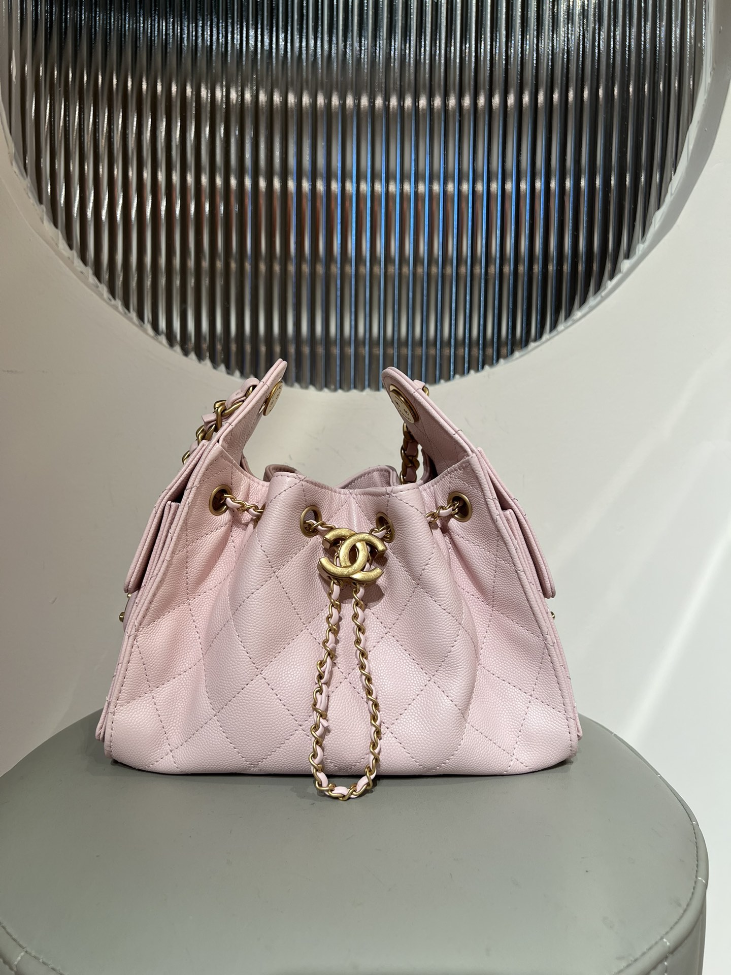 Bagsaaa Ch**el 25 Mini Handbag AS5631 Light Pink - 22cm