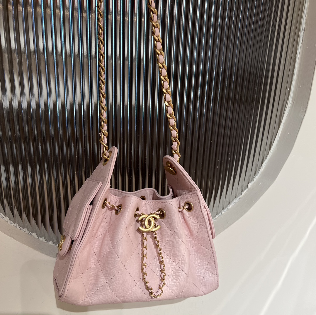 Bagsaaa Ch**el 25 Mini Handbag AS5631 Light Pink - 22cm