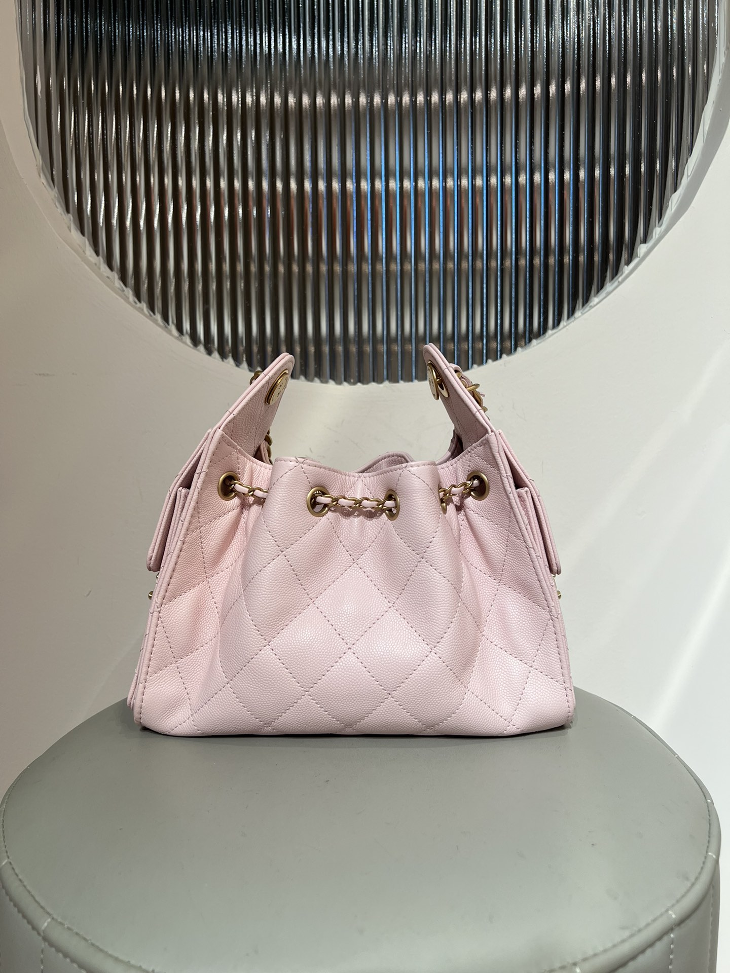 Bagsaaa Ch**el 25 Mini Handbag AS5631 Light Pink - 22cm