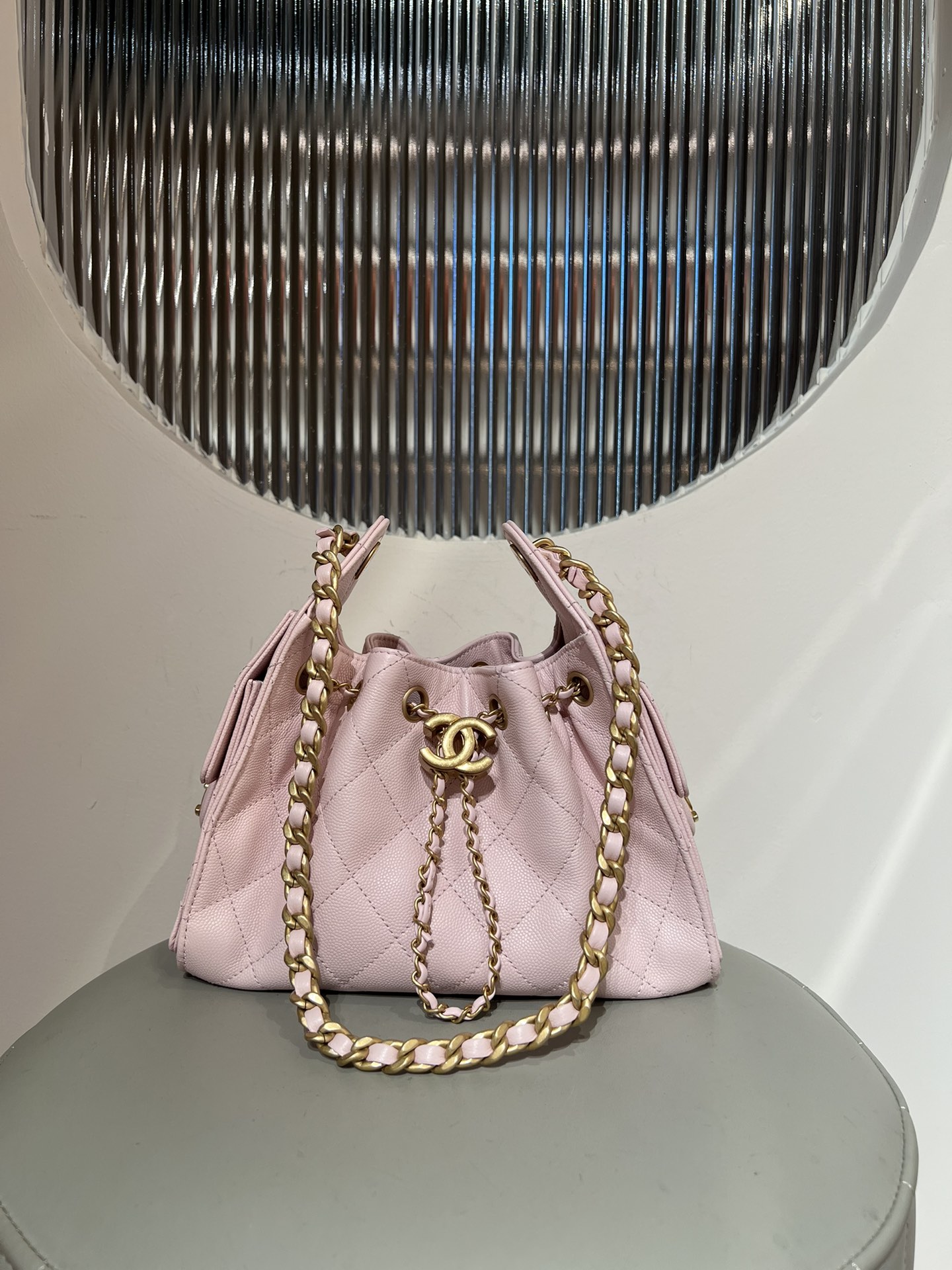 Bagsaaa Ch**el 25 Mini Handbag AS5631 Light Pink - 22cm