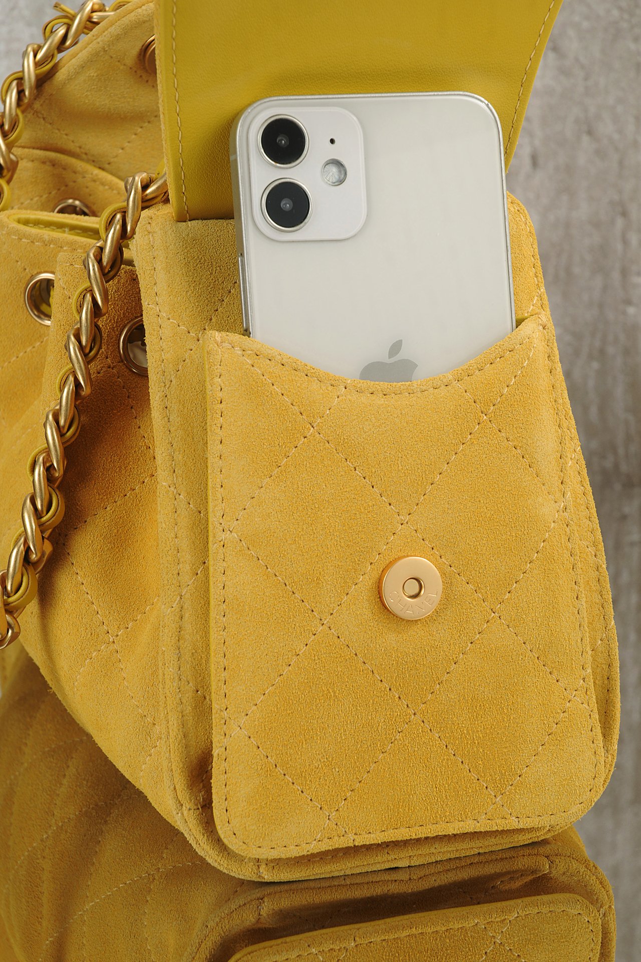 Bagsaaa Ch**el 25 Mini Handbag AS5631 Yellow Suede - 22cm