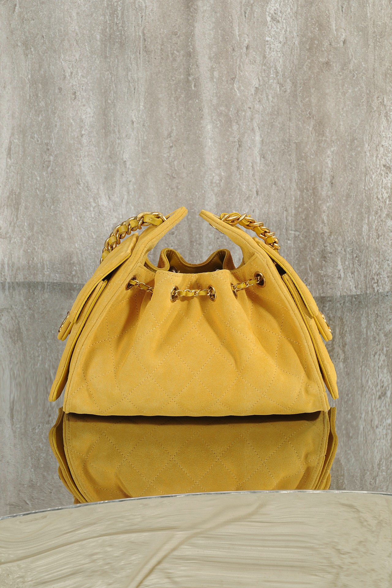 Bagsaaa Ch**el 25 Mini Handbag AS5631 Yellow Suede - 22cm