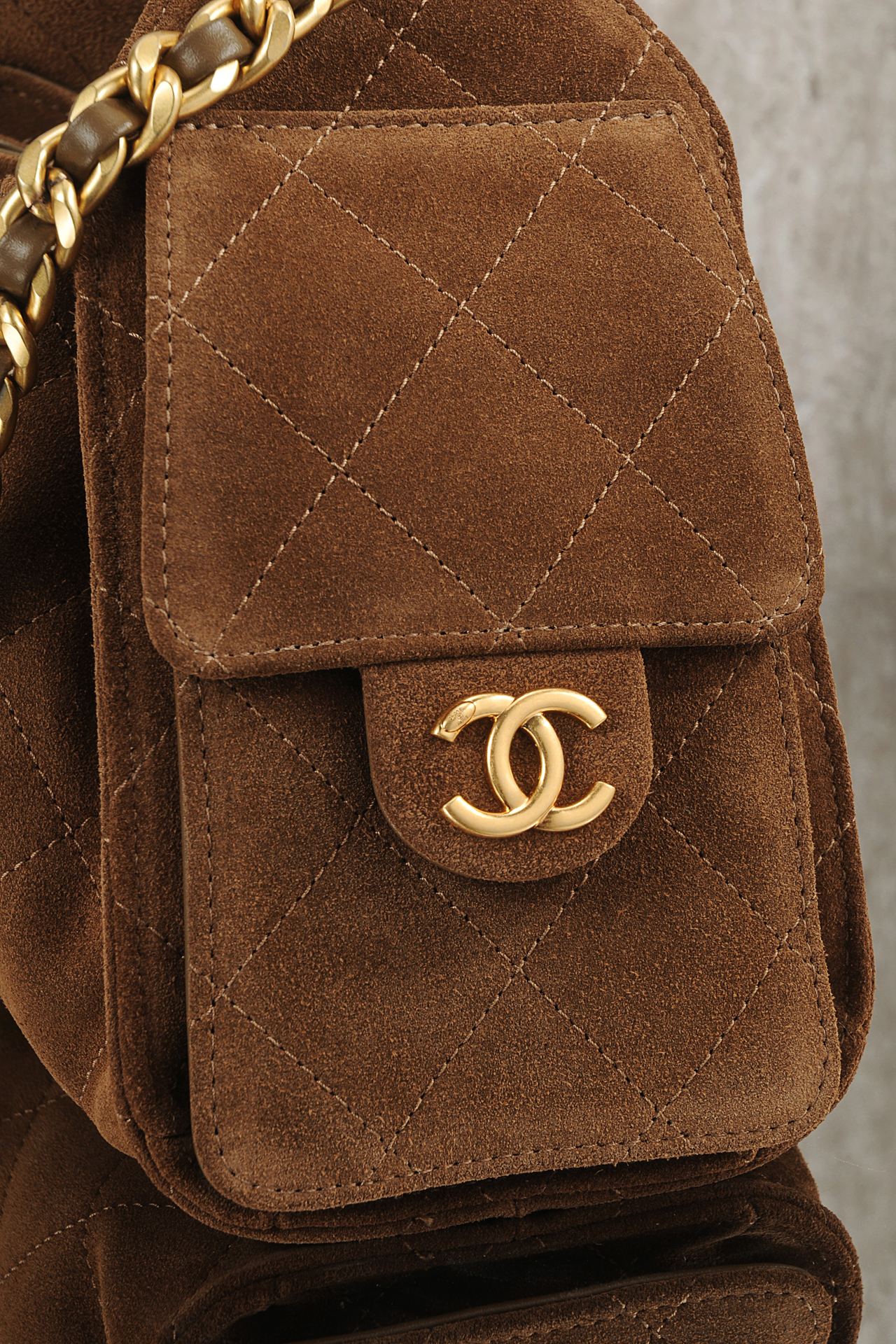 Bagsaaa Ch**el 25 Mini Handbag AS5631 Brown Suede - 22cm