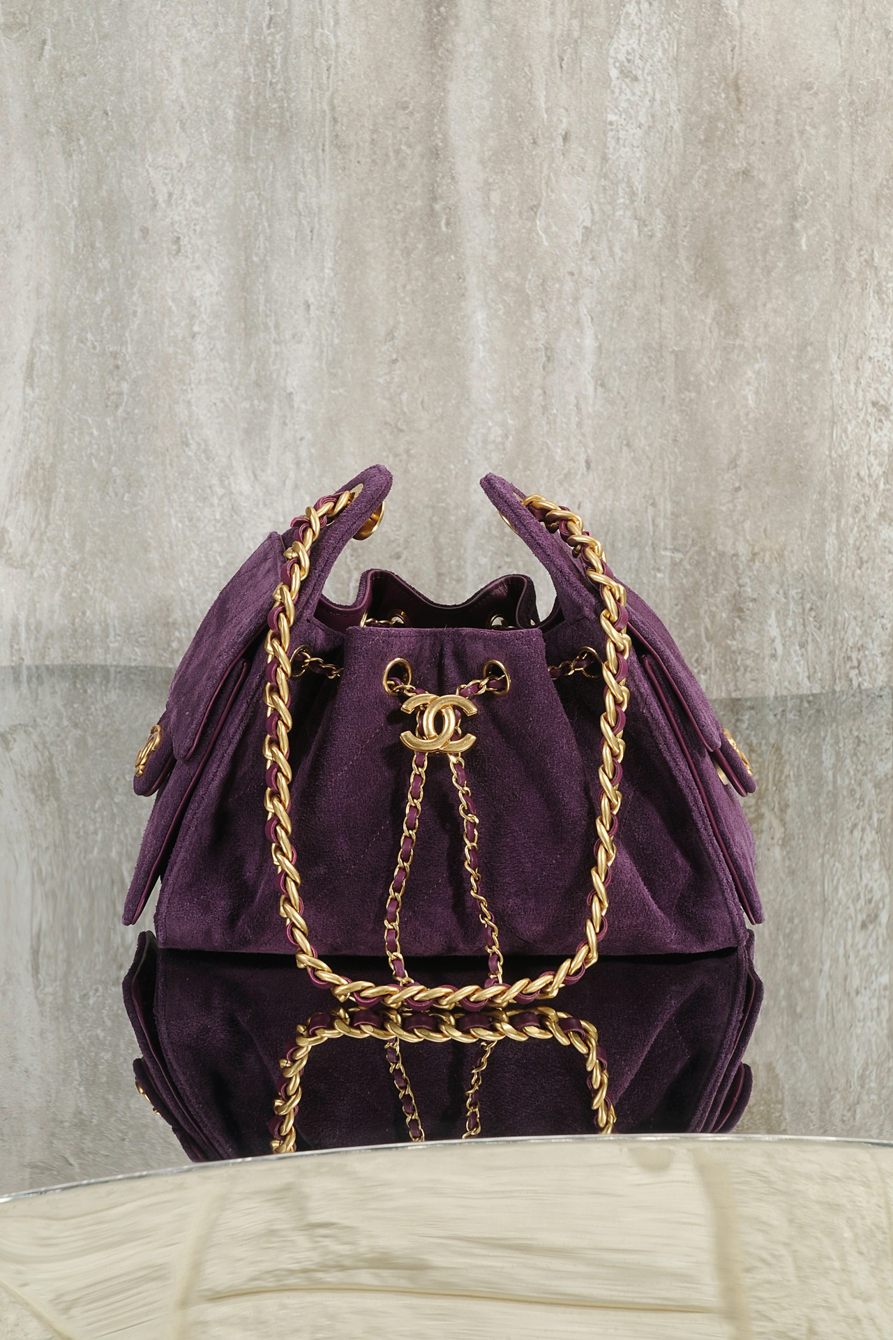 Bagsaaa Ch**el 25 Mini Handbag AS5631 Purple Suede - 22cm
